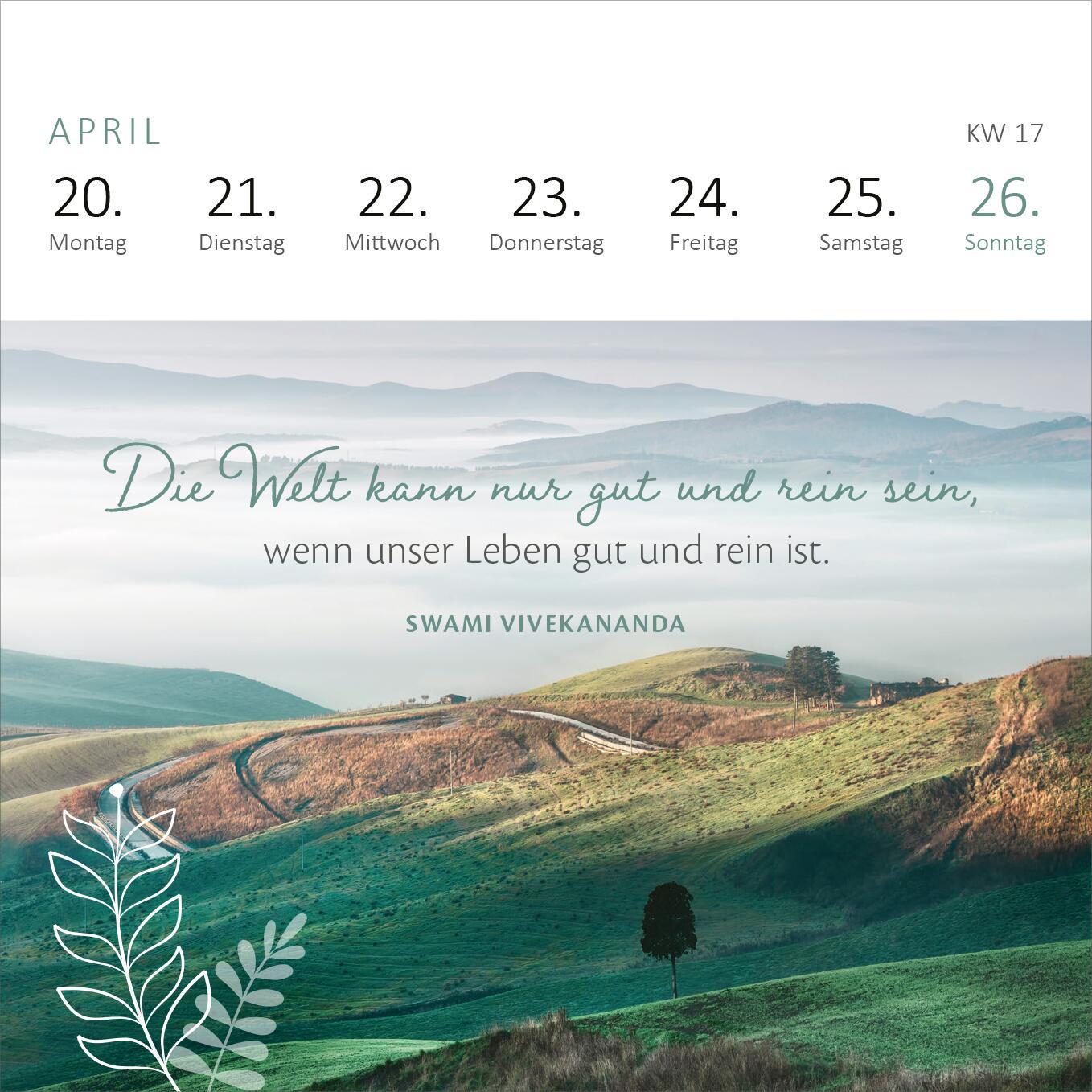 Beispielinhalt (Bild) Mini-Wochenkalender Gelassenheit 2026