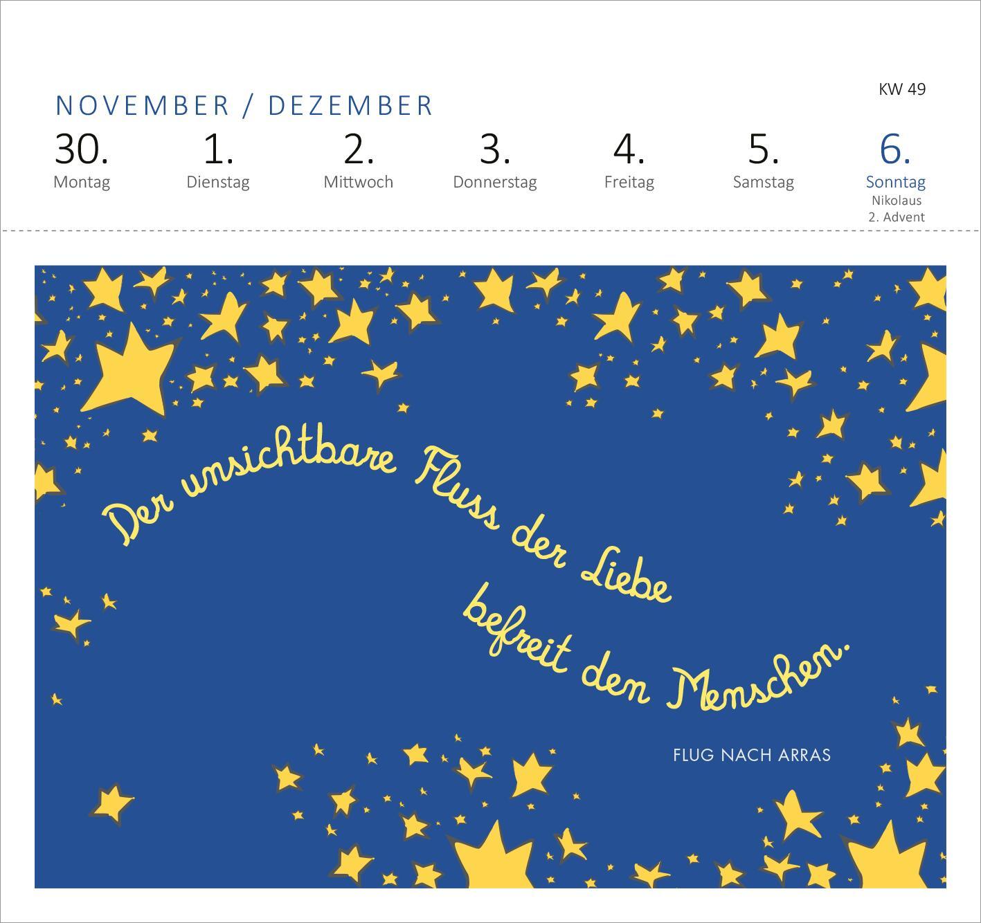 Beispielinhalt (Bild) Postkartenkalender Man sieht nur mit dem Herzen gut 2026