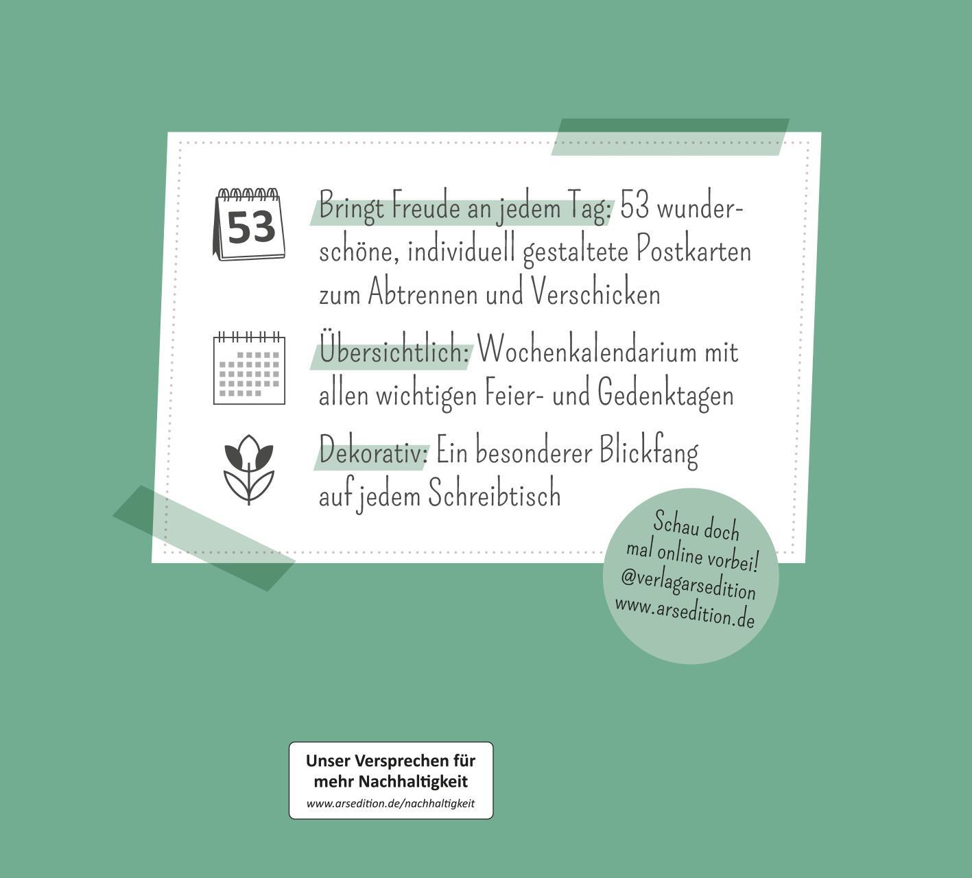 Rückseitencover Postkartenkalender Man sieht nur mit dem Herzen gut 2026