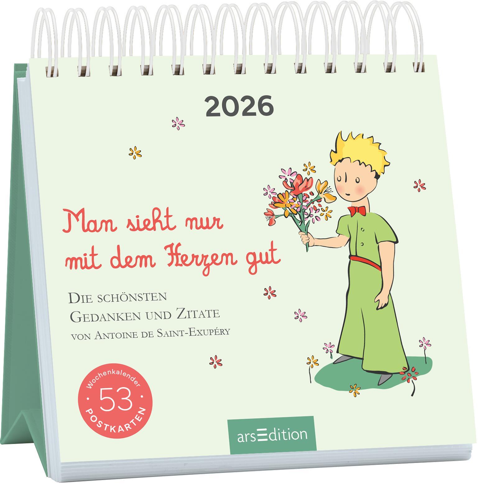 Vorderes Coverbild Postkartenkalender Man sieht nur mit dem Herzen gut 2026