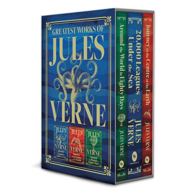 Vorderes Coverbild Greatest Works of Jules Verne: 20,000 Leagues Under the Sea, Journey to the Centre of the Earth, Around the World in Eighty Days (Deluxe Hardbound Edition Boxed Set)