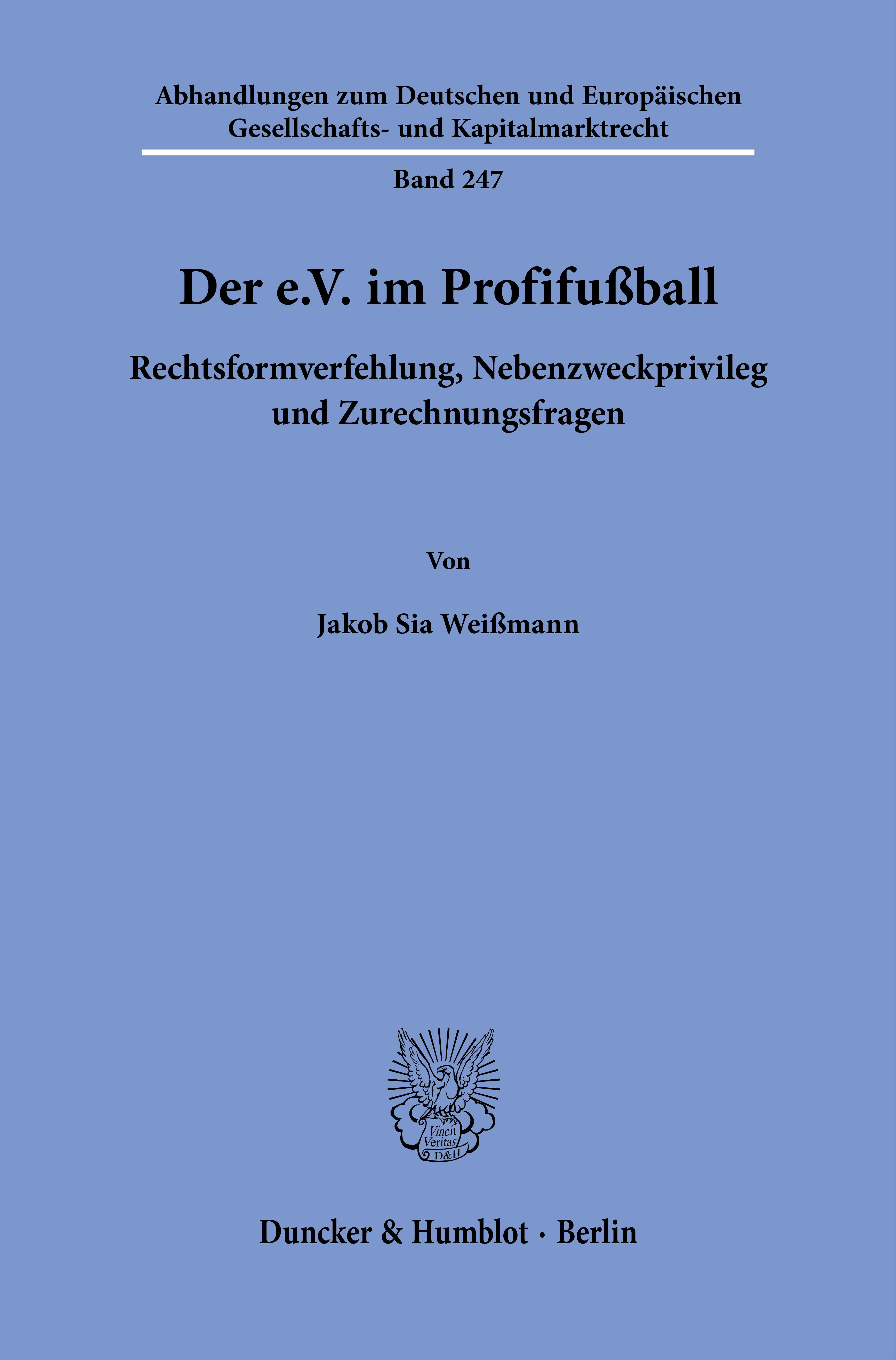 Vorderes Coverbild Der e.V. im Profifußball
