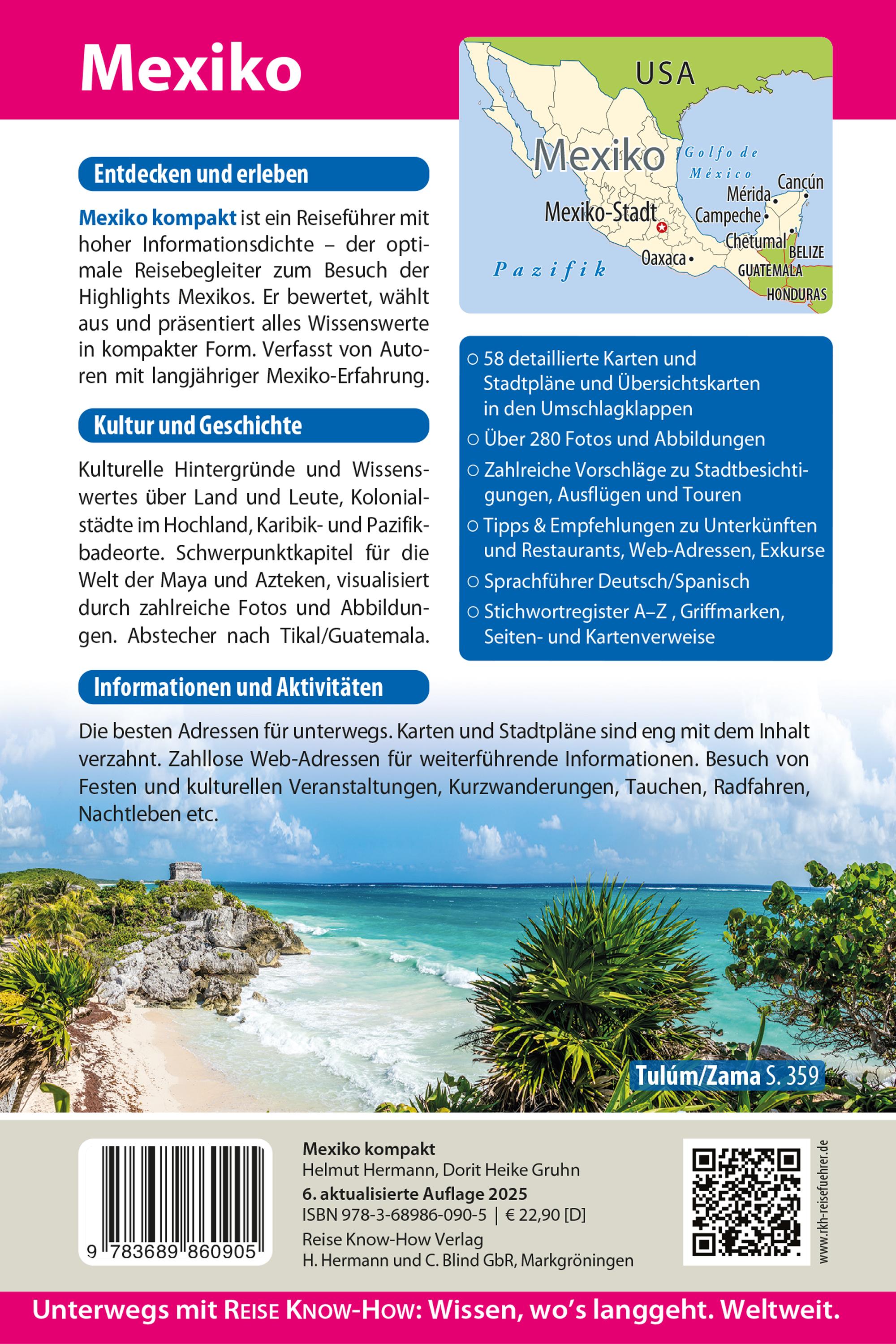 Rückseitencover Reise Know-How Reiseführer Mexiko kompakt
