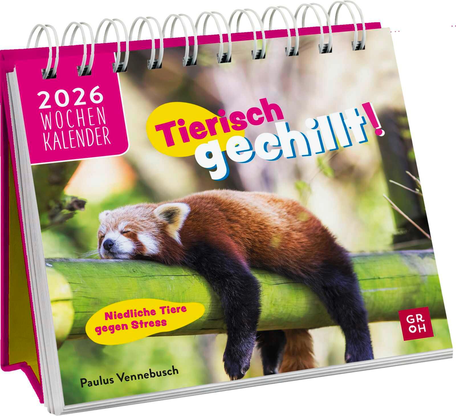 Vorderes Coverbild Mini-Wochenkalender 2026: Tierisch gechillt!