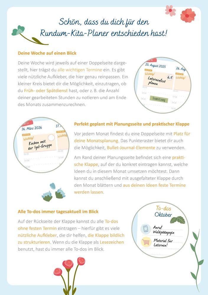 Beispielinhalt (Bild) Der Rundum-Kita-Planer für das Jahr 2025/2026