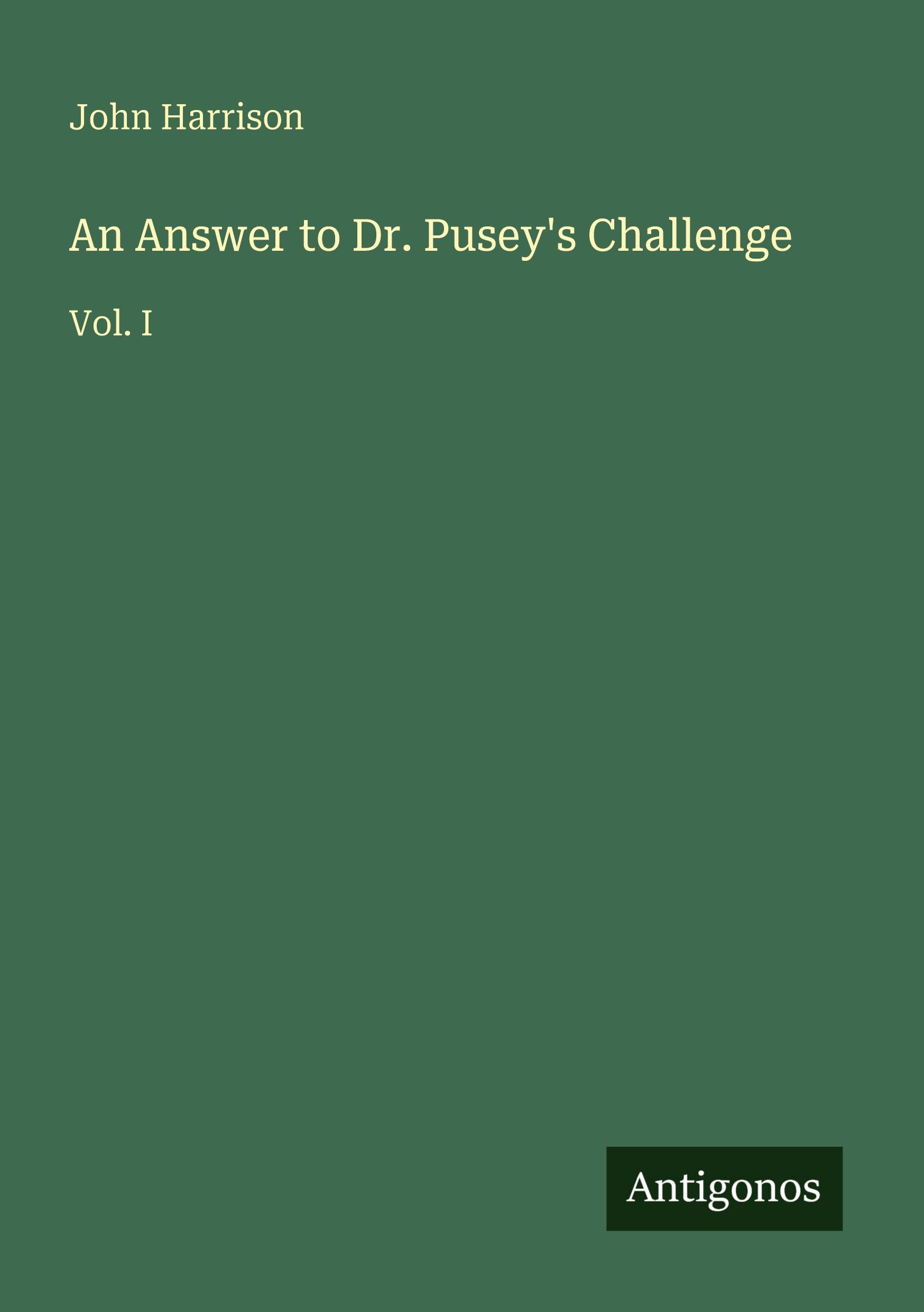 Vorderes Coverbild An Answer to Dr. Pusey's Challenge
