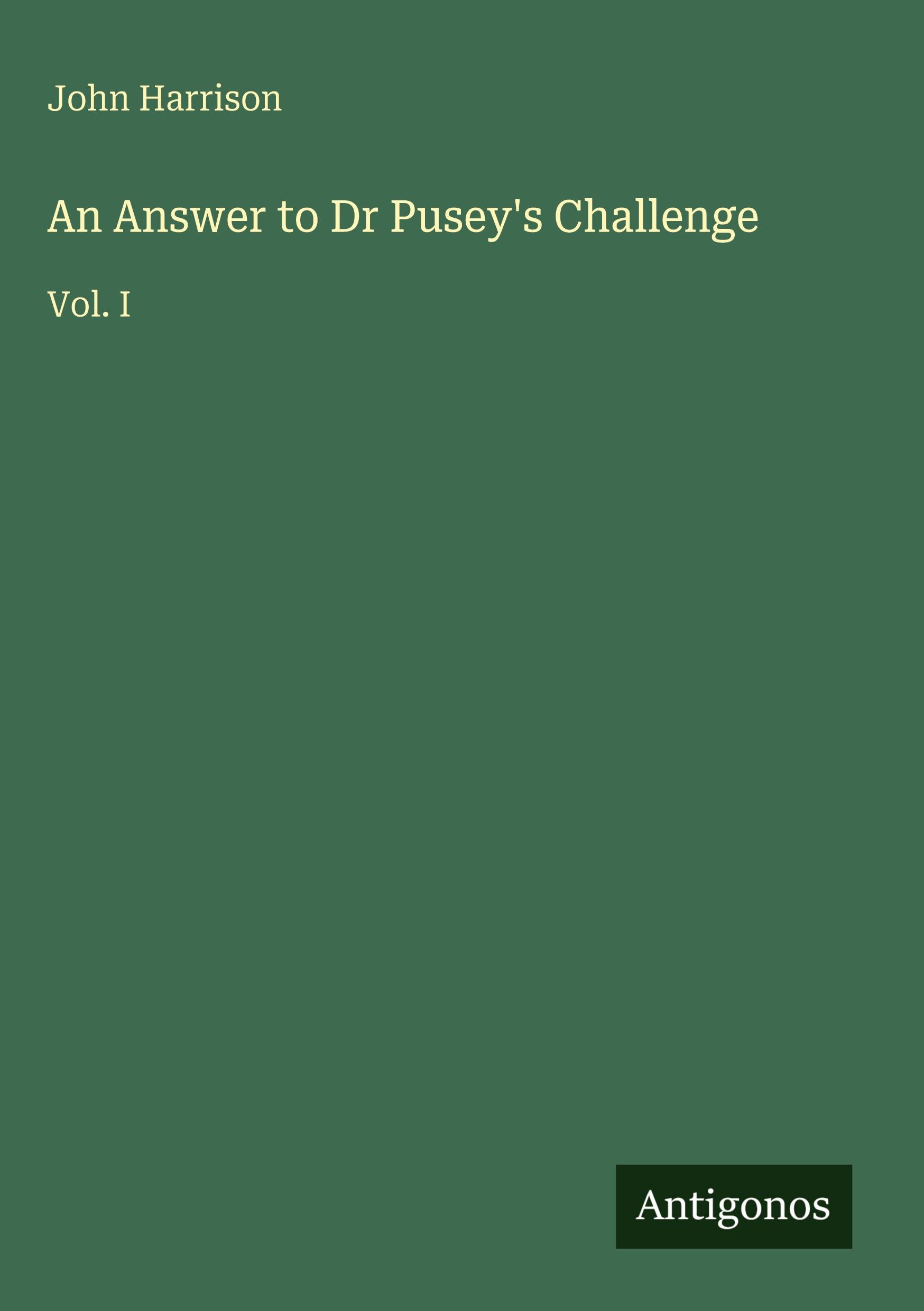 Vorderes Coverbild An Answer to Dr Pusey's Challenge