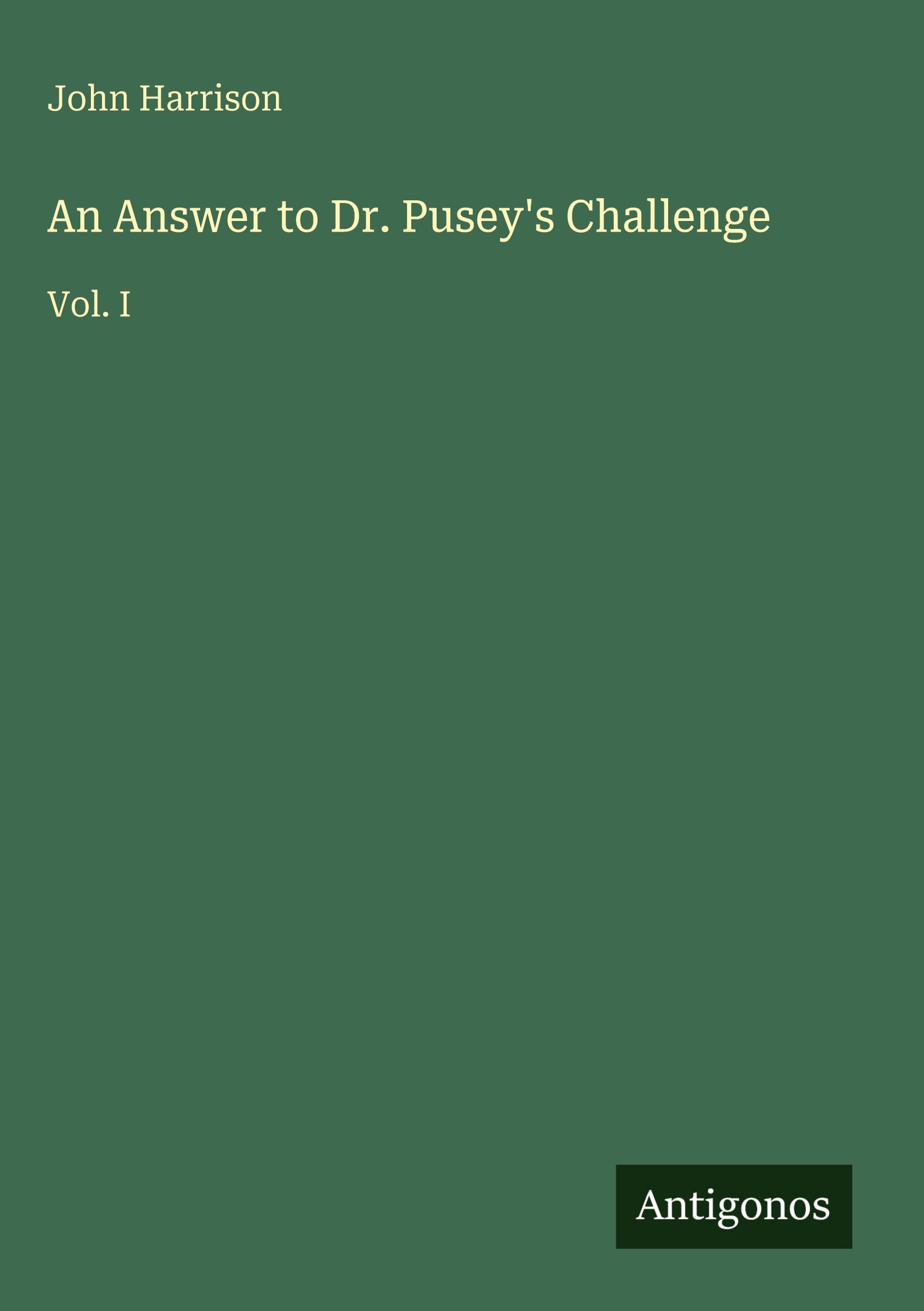 Vorderes Coverbild An Answer to Dr. Pusey's Challenge