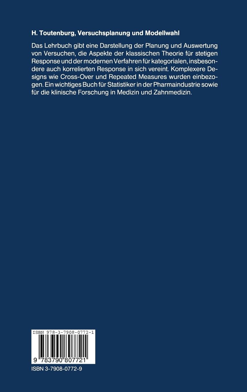 Rückseitencover Versuchsplanung und Modellwahl