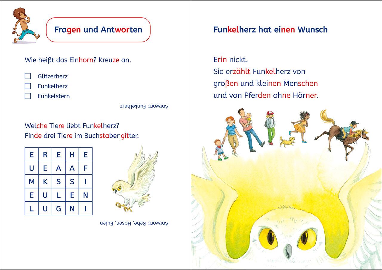 Beispielinhalt (Bild) Leselöwen 1. Klasse - Eine Freundin für das kleine Einhorn