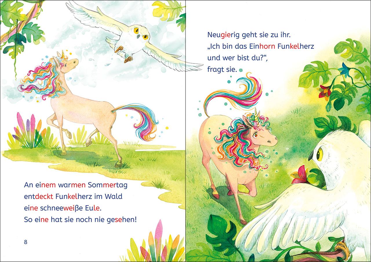 Beispielinhalt (Bild) Leselöwen 1. Klasse - Eine Freundin für das kleine Einhorn