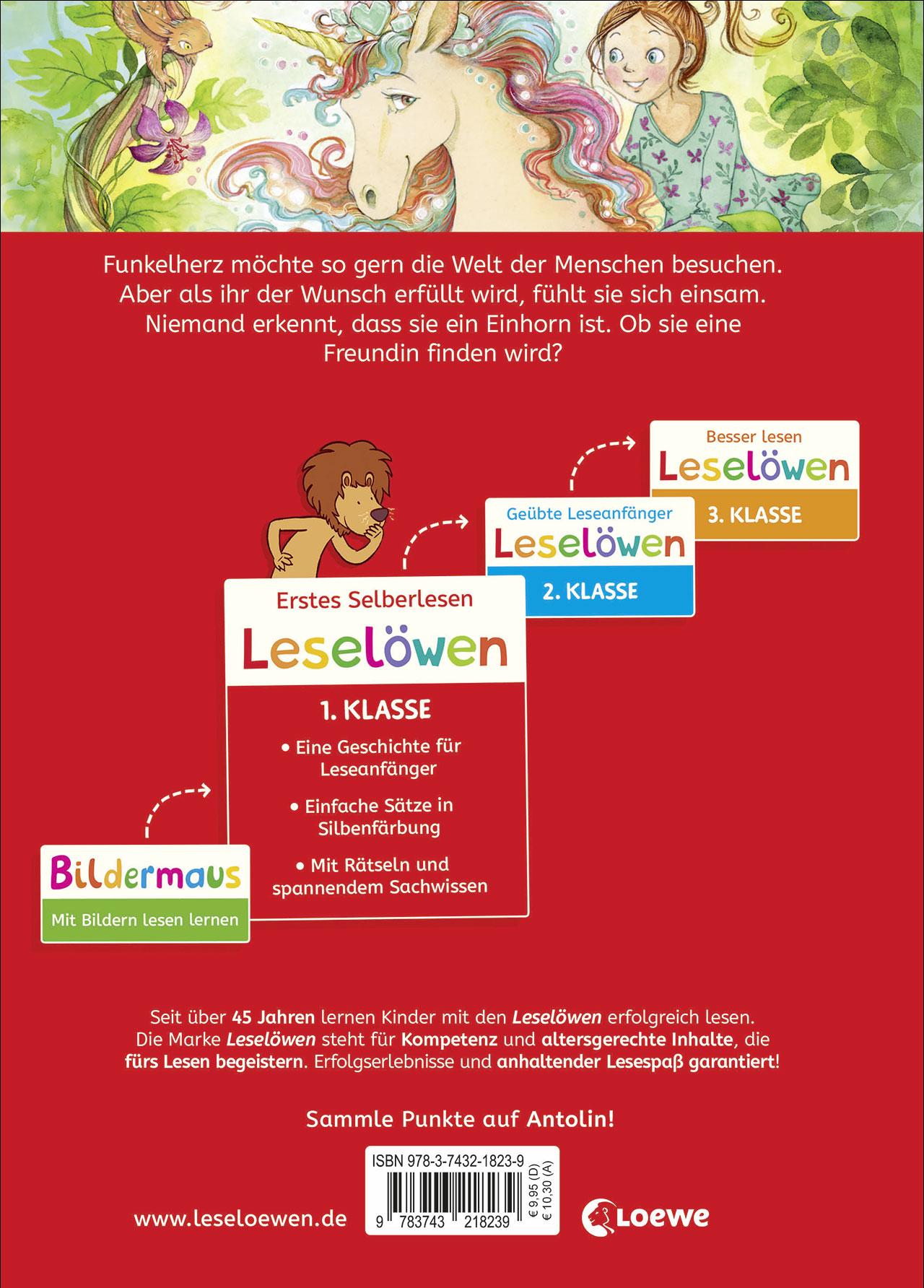 Rückseitencover Leselöwen 1. Klasse - Eine Freundin für das kleine Einhorn