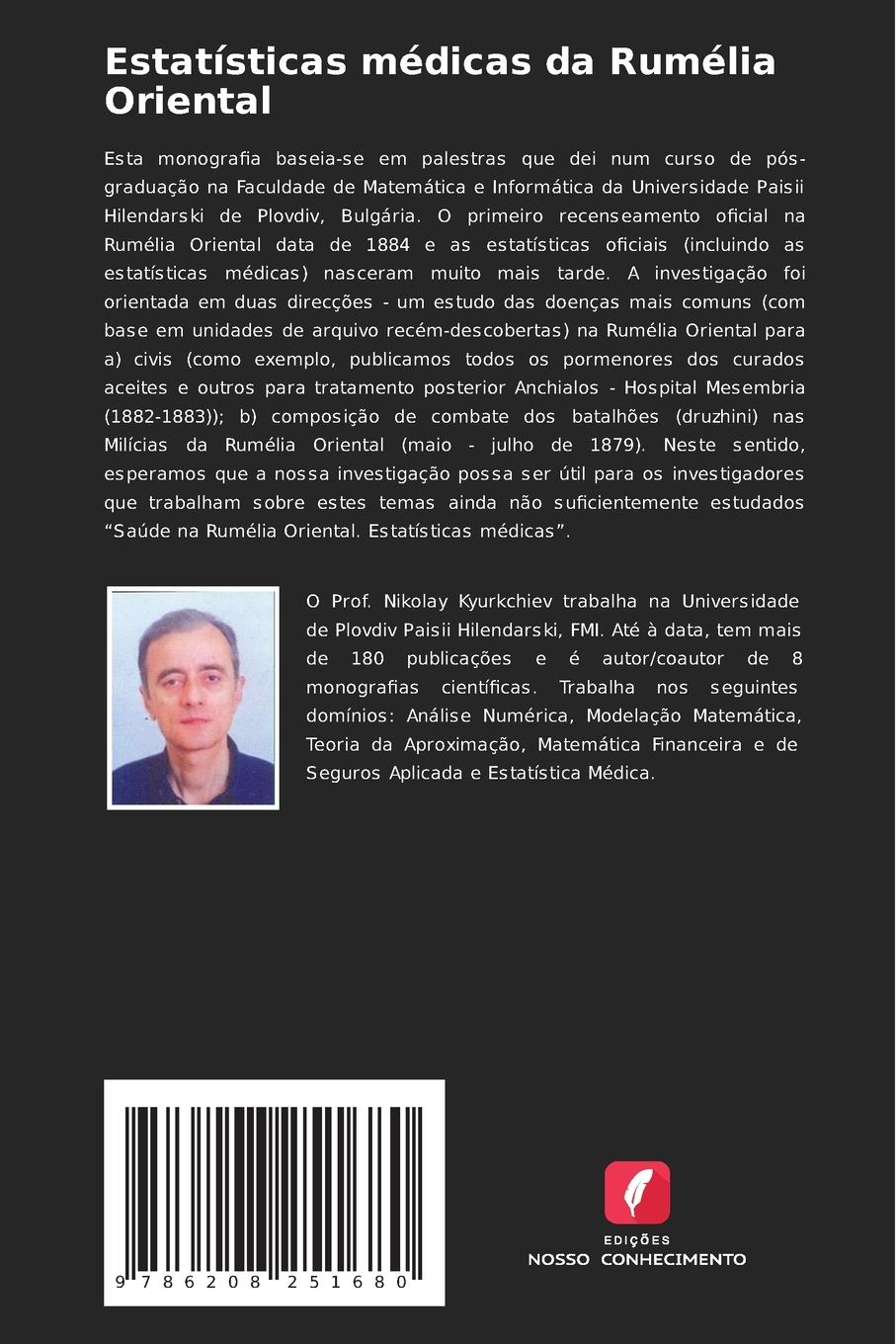 Rückseitencover Estatísticas médicas da Rumélia Oriental