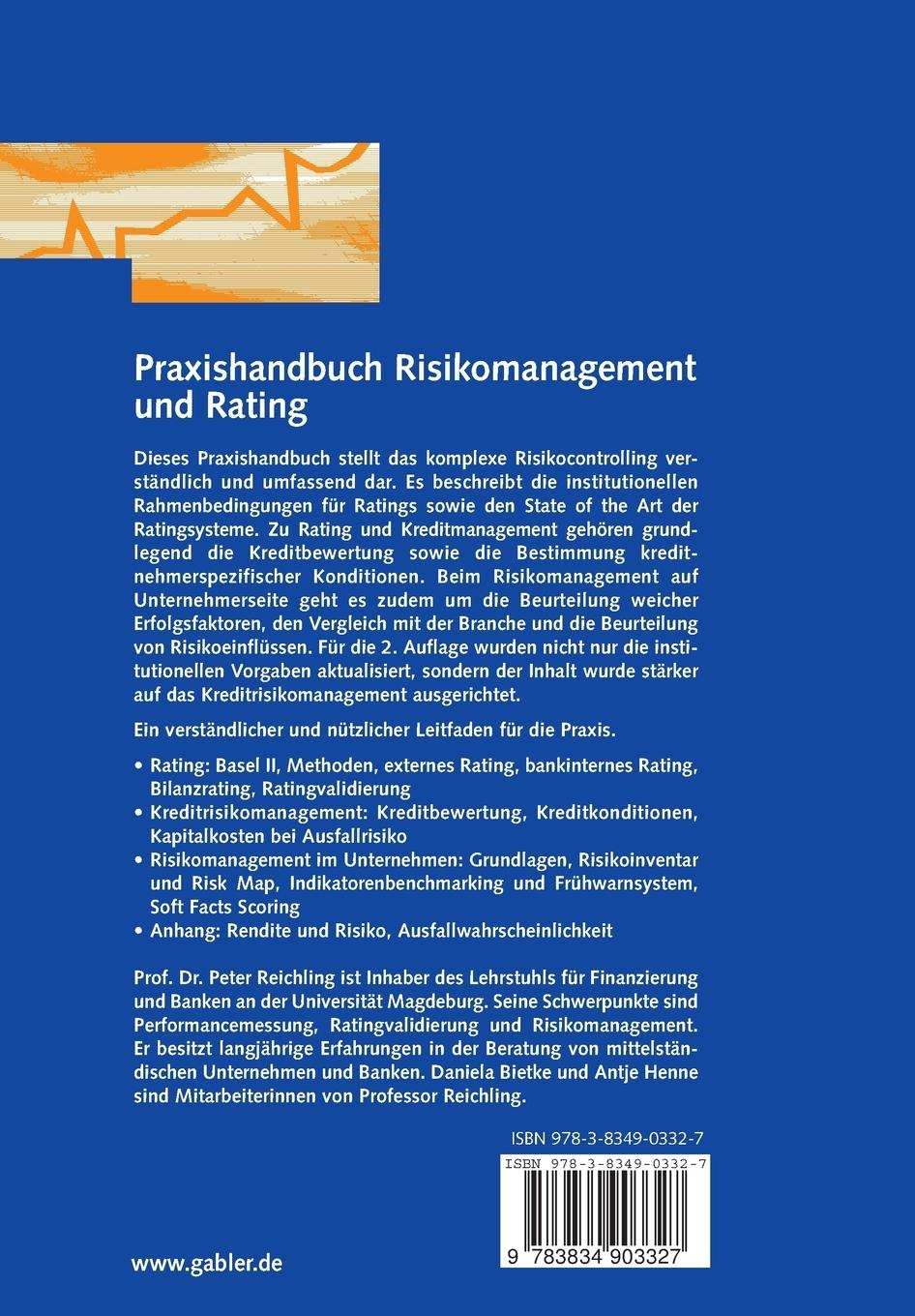Rückseitencover Praxishandbuch Risikomanagement und Rating