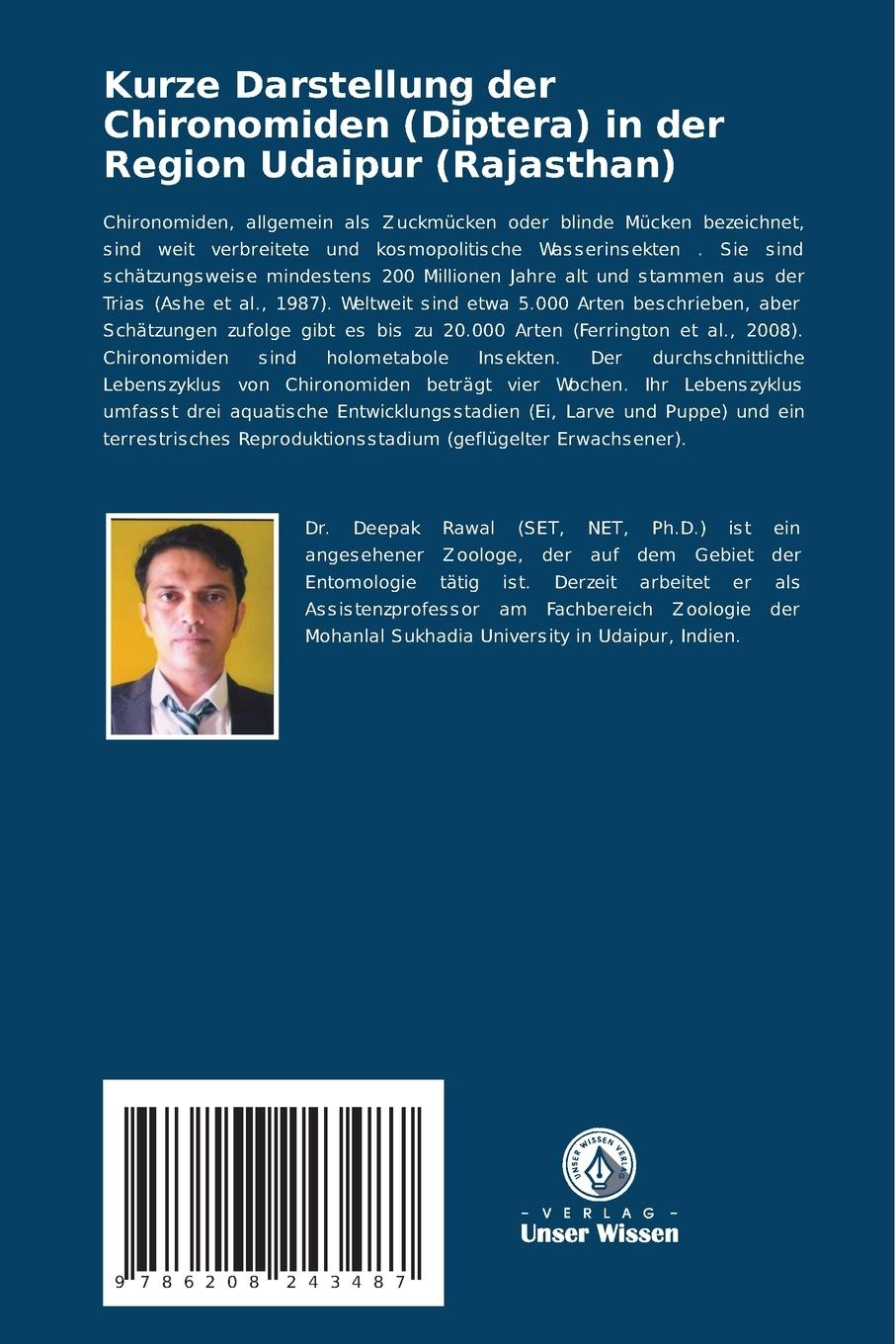 Rückseitencover Kurze Darstellung der Chironomiden (Diptera) in der Region Udaipur (Rajasthan)