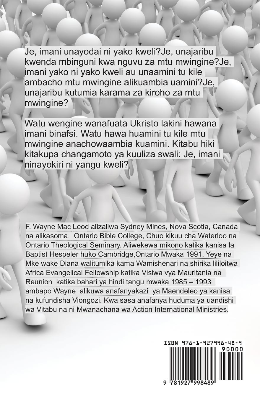 Rückseitencover Someone Else's Faith - Swahili Edition