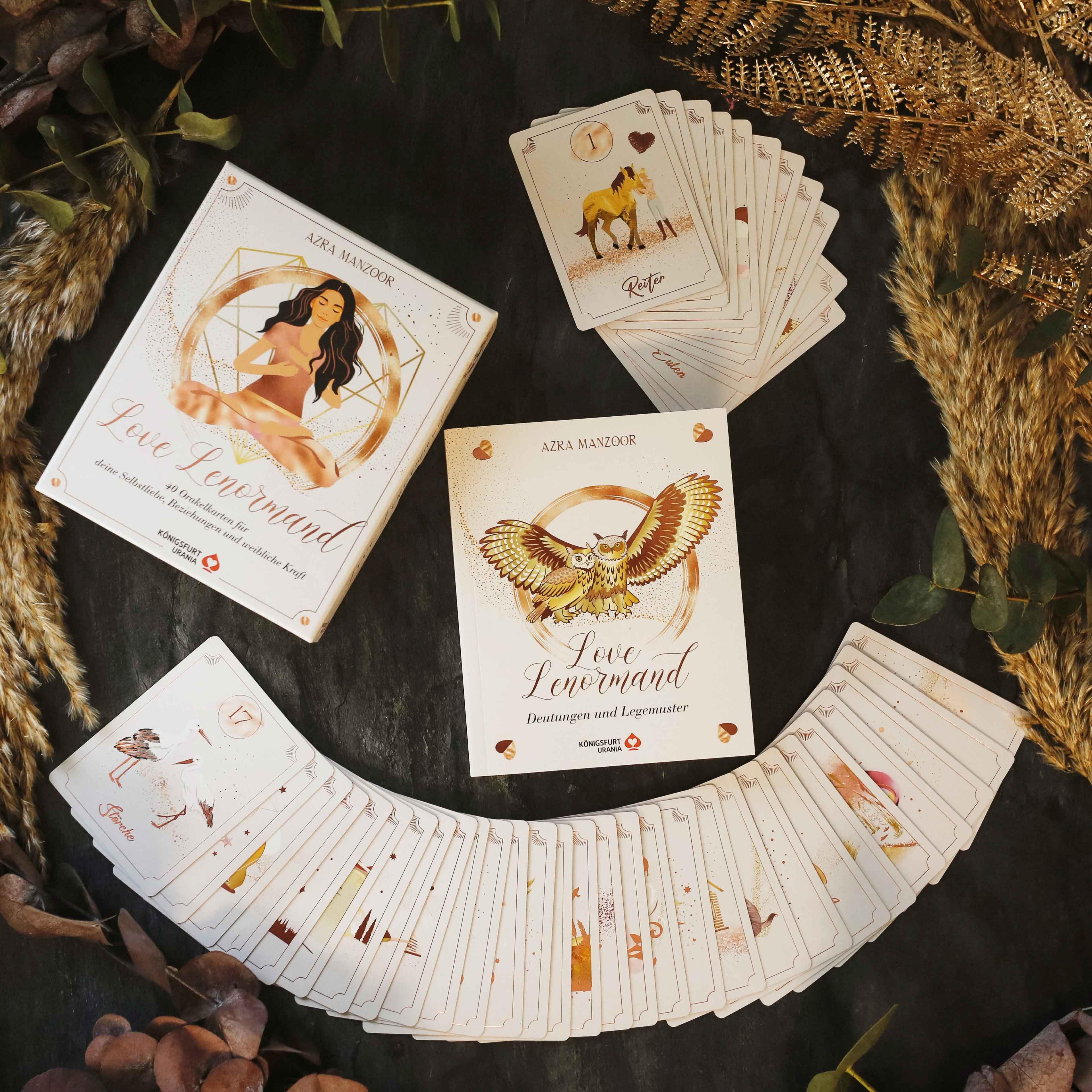 Beispielinhalt (Bild) Love Lenormand - 40 Orakelkarten für deine Selbstliebe, Beziehung, weibliche Kraft