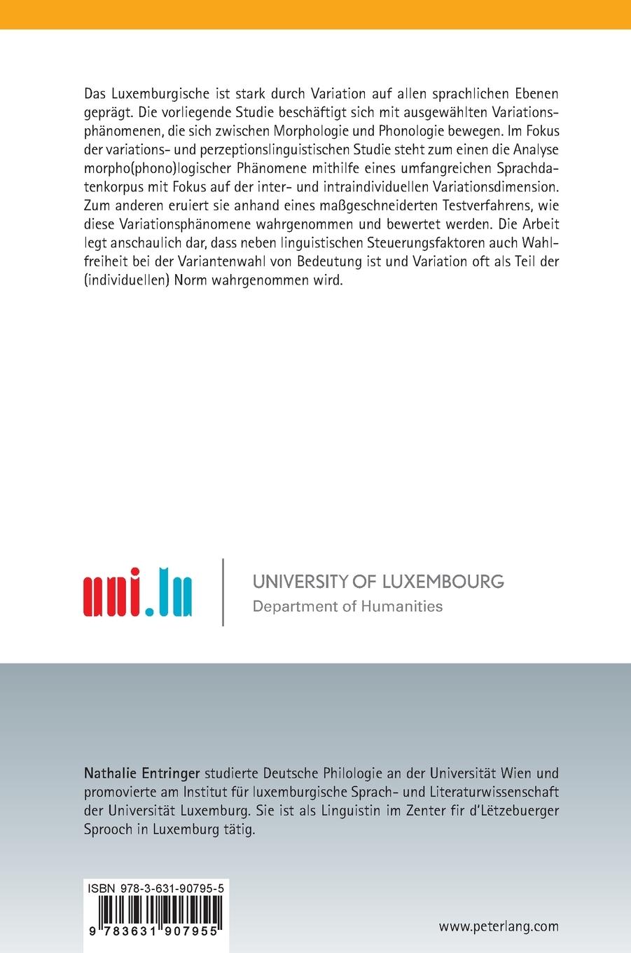Rückseitencover Morpho(phono)logische Variation im Luxemburgischen