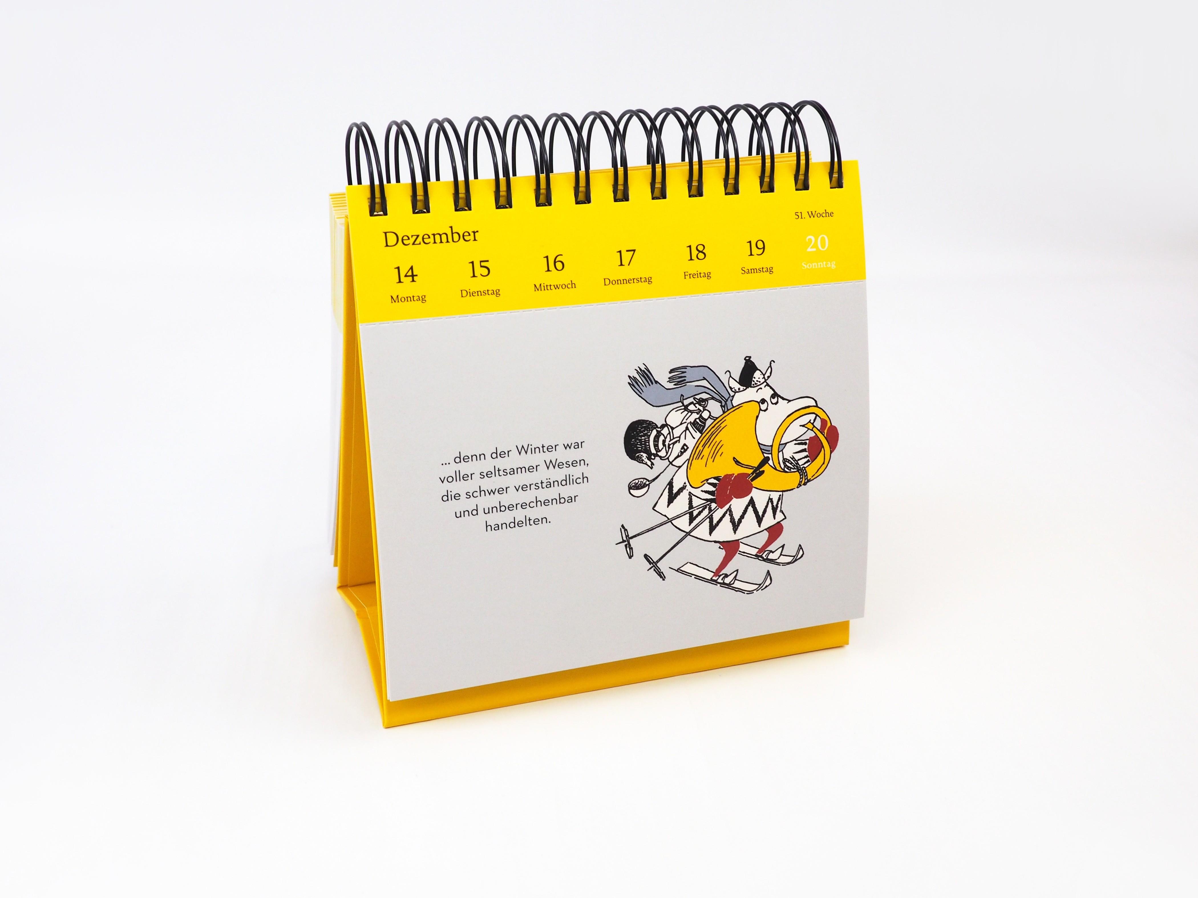 Beispielinhalt (Bild) Die Mumins für alle Lebenslagen. Postkartenkalender 2026