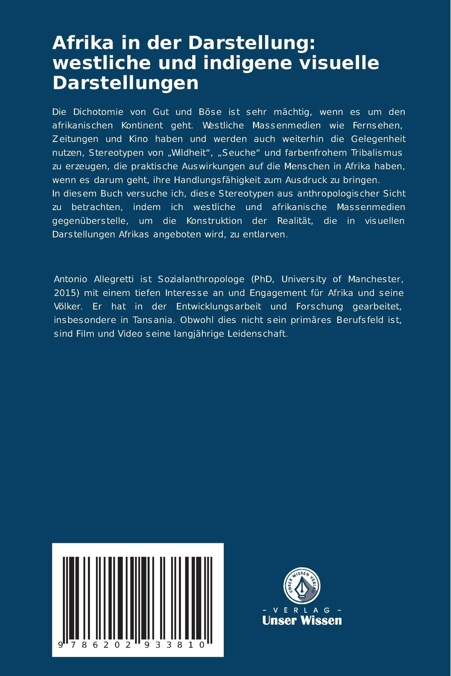 Rückseitencover Afrika in der Darstellung: westliche und indigene visuelle Darstellungen