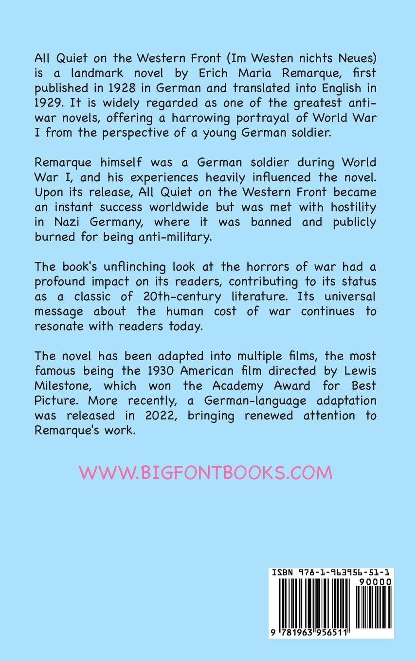 Rückseitencover All Quiet on the Western Front