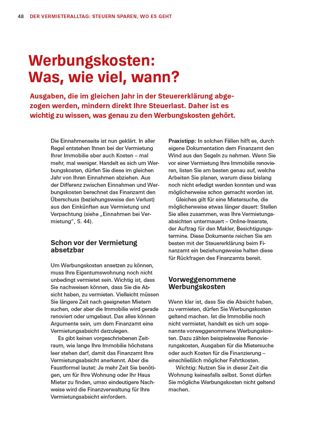Beispielinhalt (Bild) Das Steuer-Set für Vermieter