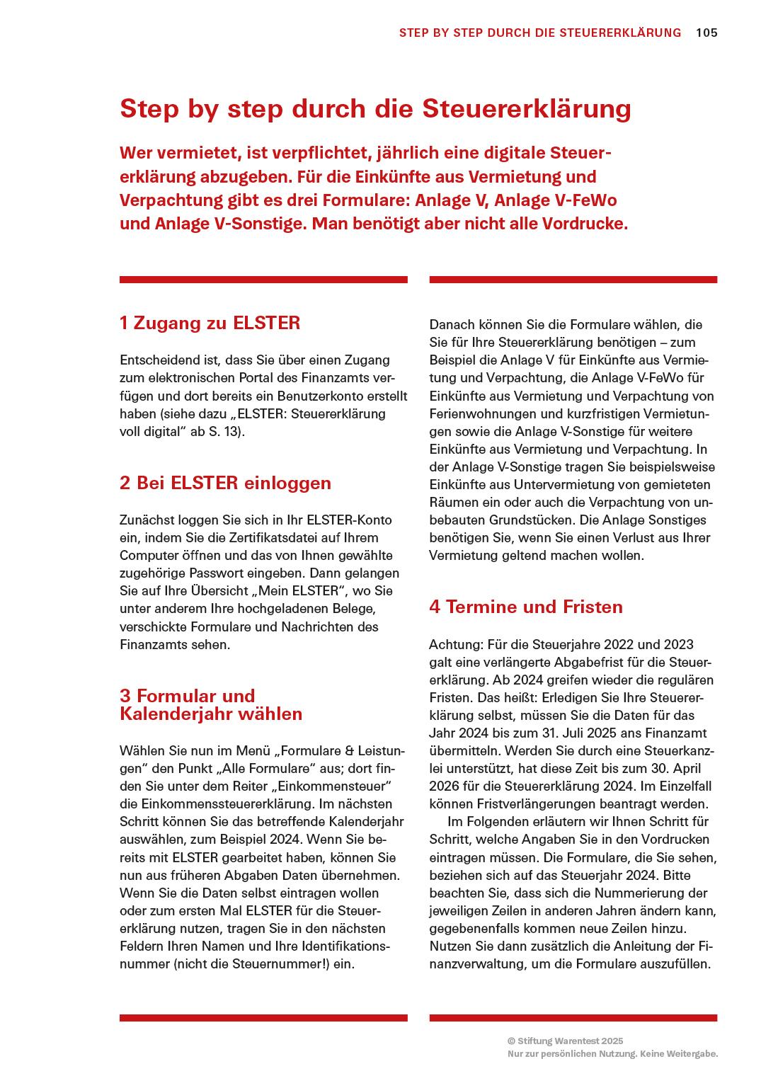 Beispielinhalt (Bild) Das Steuer-Set für Vermieter