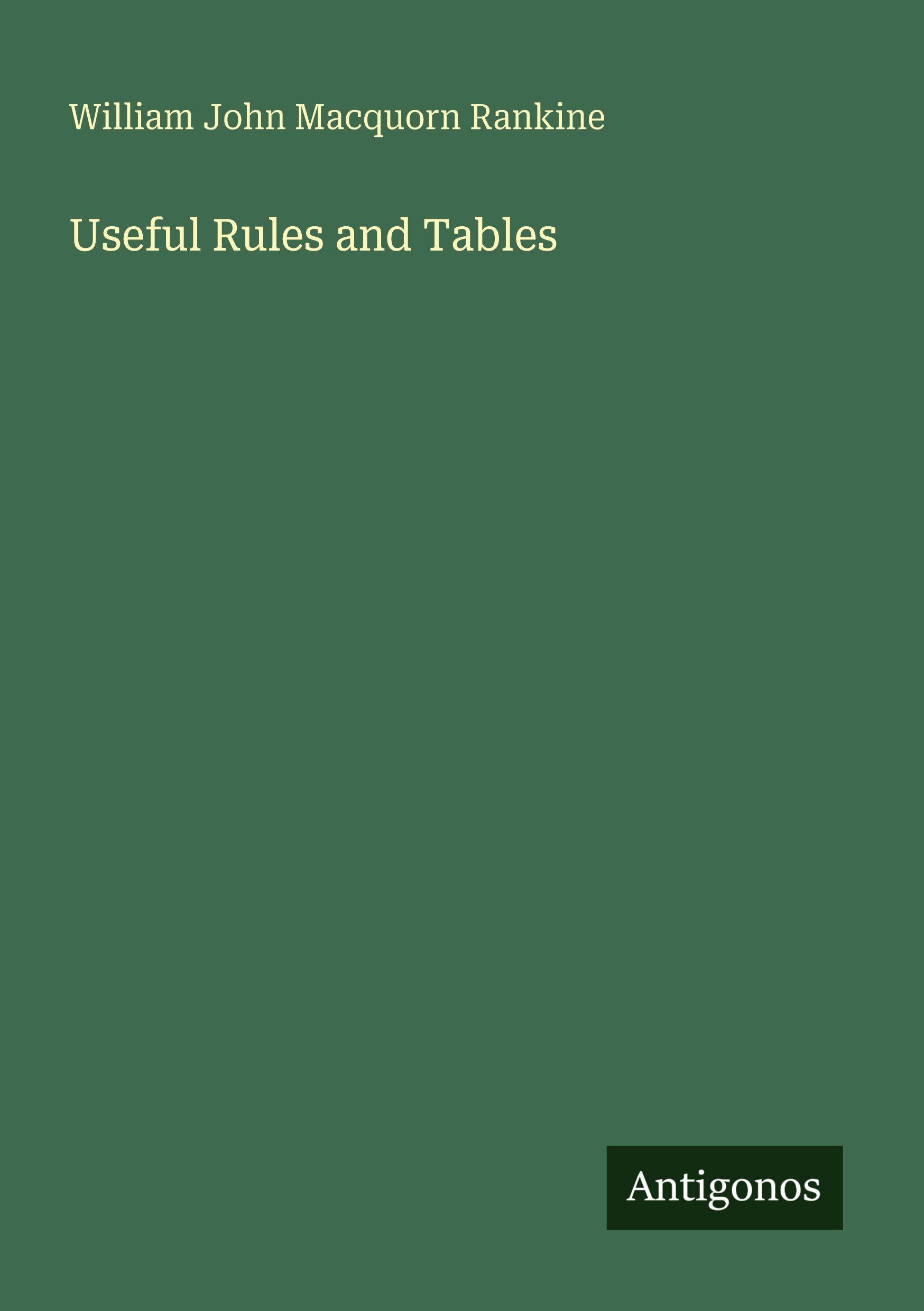 Vorderes Coverbild Useful Rules and Tables