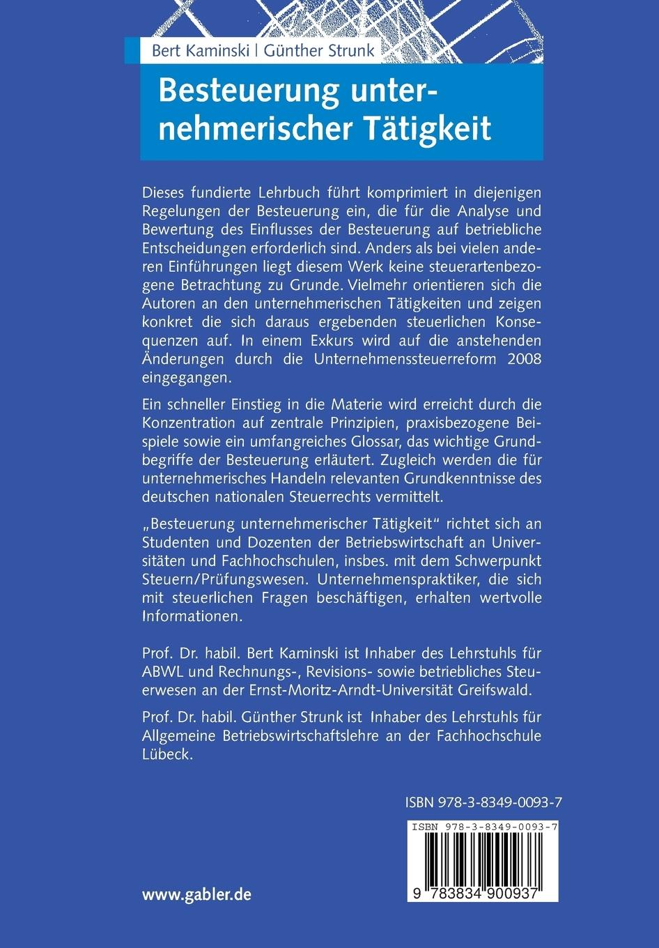 Rückseitencover Besteuerung unternehmerischer Tätigkeit