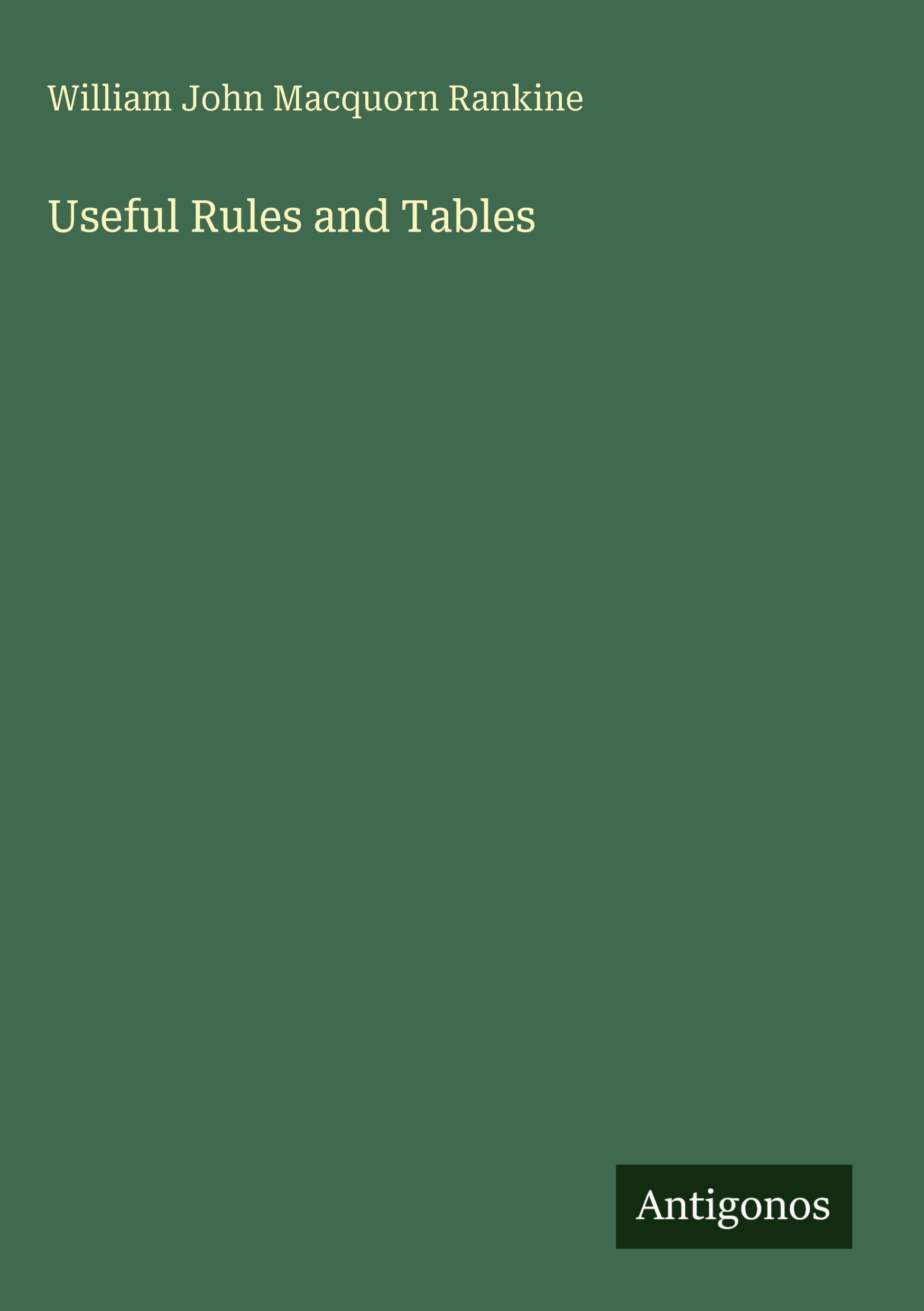 Vorderes Coverbild Useful Rules and Tables