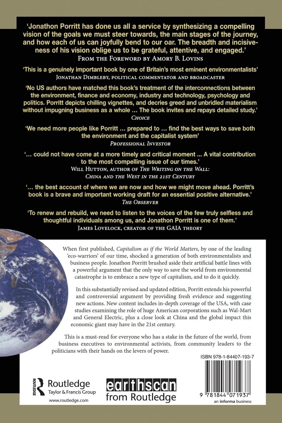 Rückseitencover Capitalism as if the World Matters