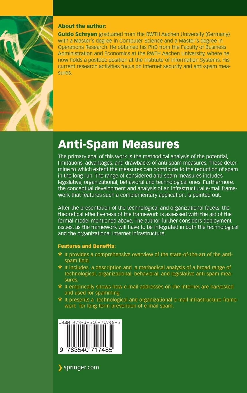 Rückseitencover Anti-Spam Measures