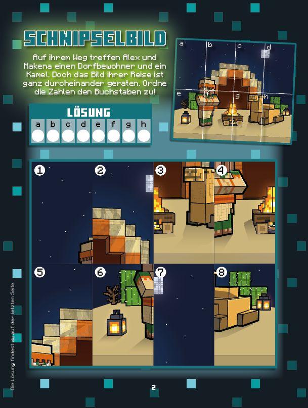 Beispielinhalt (Bild) Minecraft: Der große Glow-in-the-Dark Stickerspaß: Stickern - Rätseln - Ausmalen
