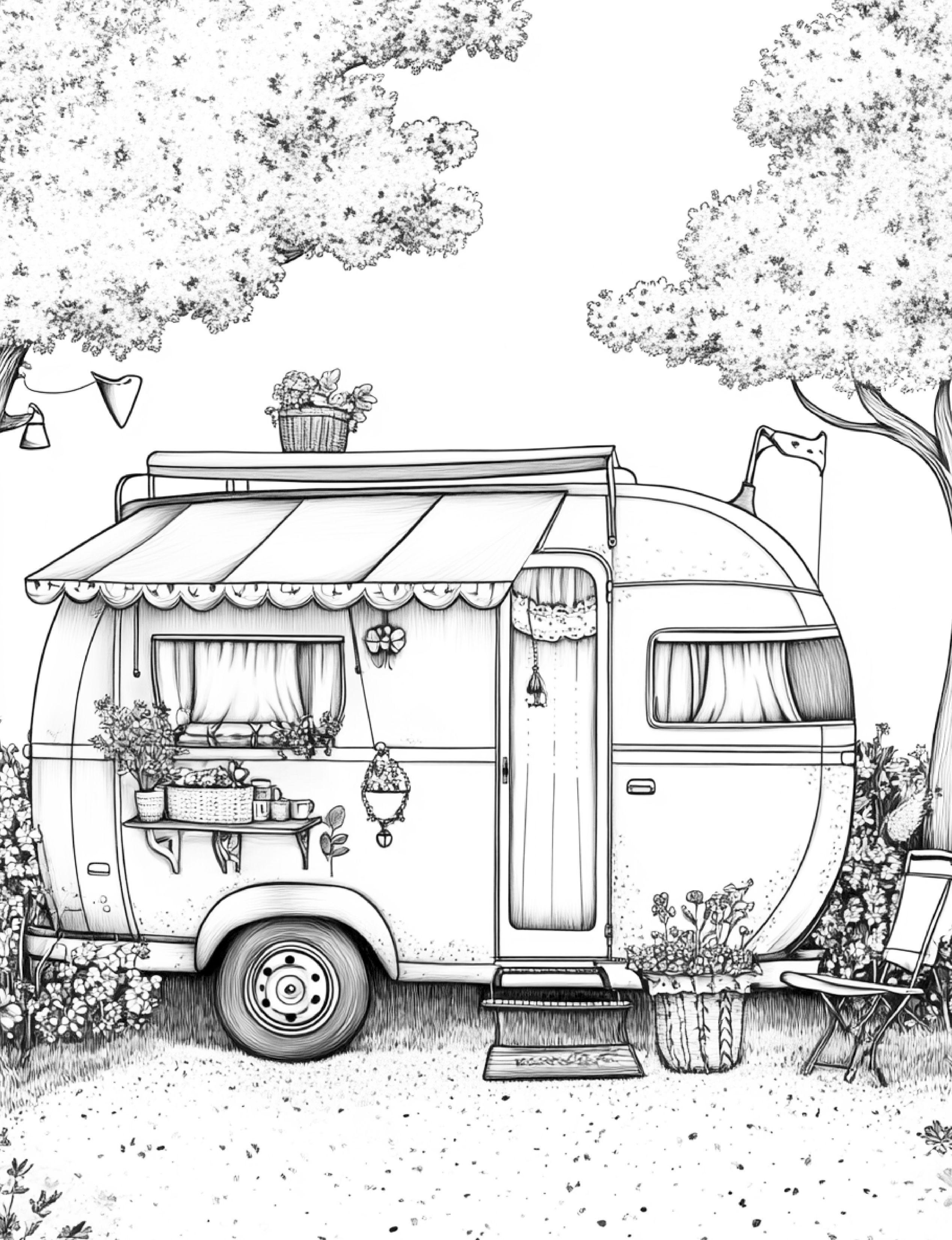 Beispielinhalt (Bild) Campingträume - Ein Malbuch für achtsame Urlaubsmomente in der Natur