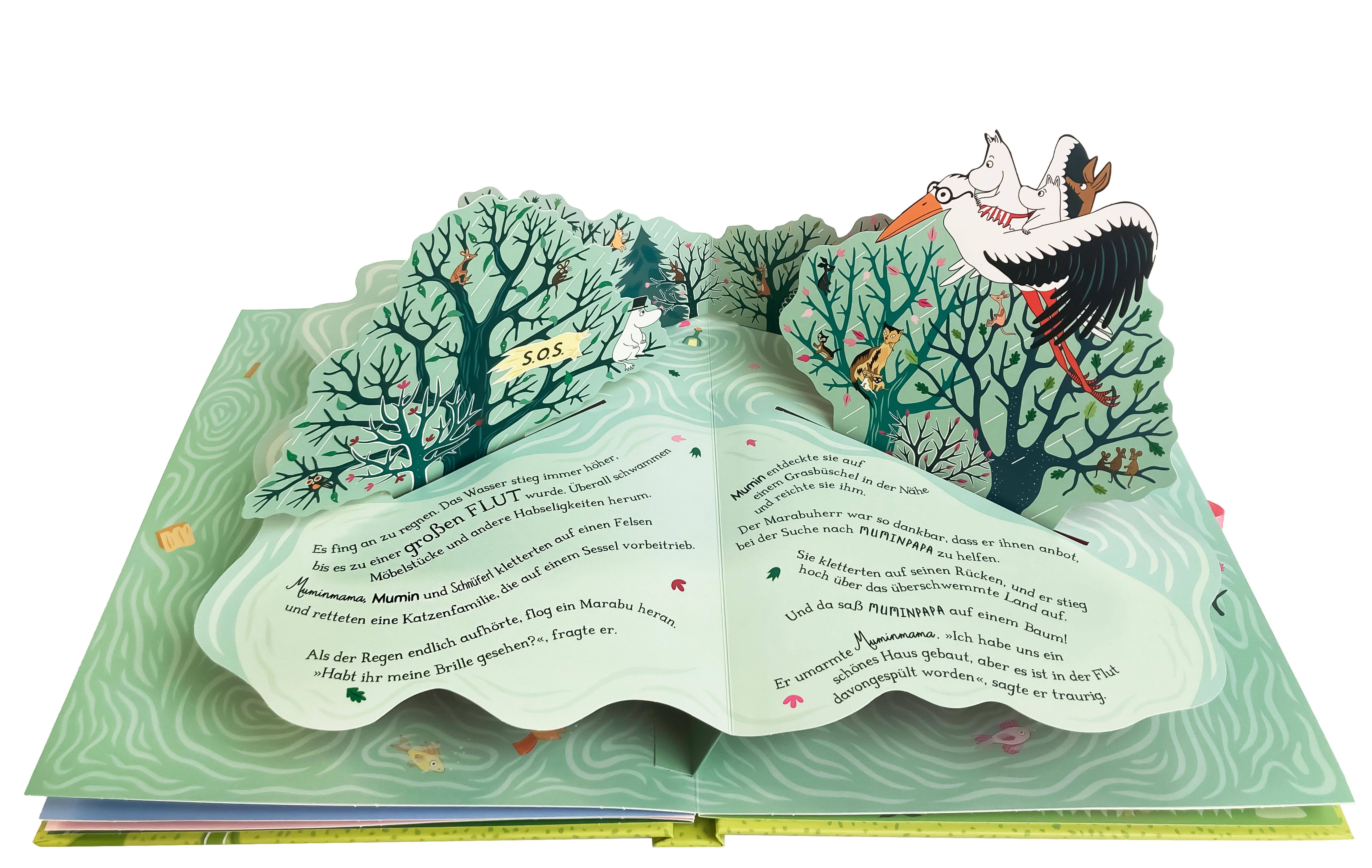 Beispielinhalt (Bild) Die Mumins finden ein Zuhause - Ein Pop-up Buch ab 4 Jahren für kleine und große Mumin-Fans