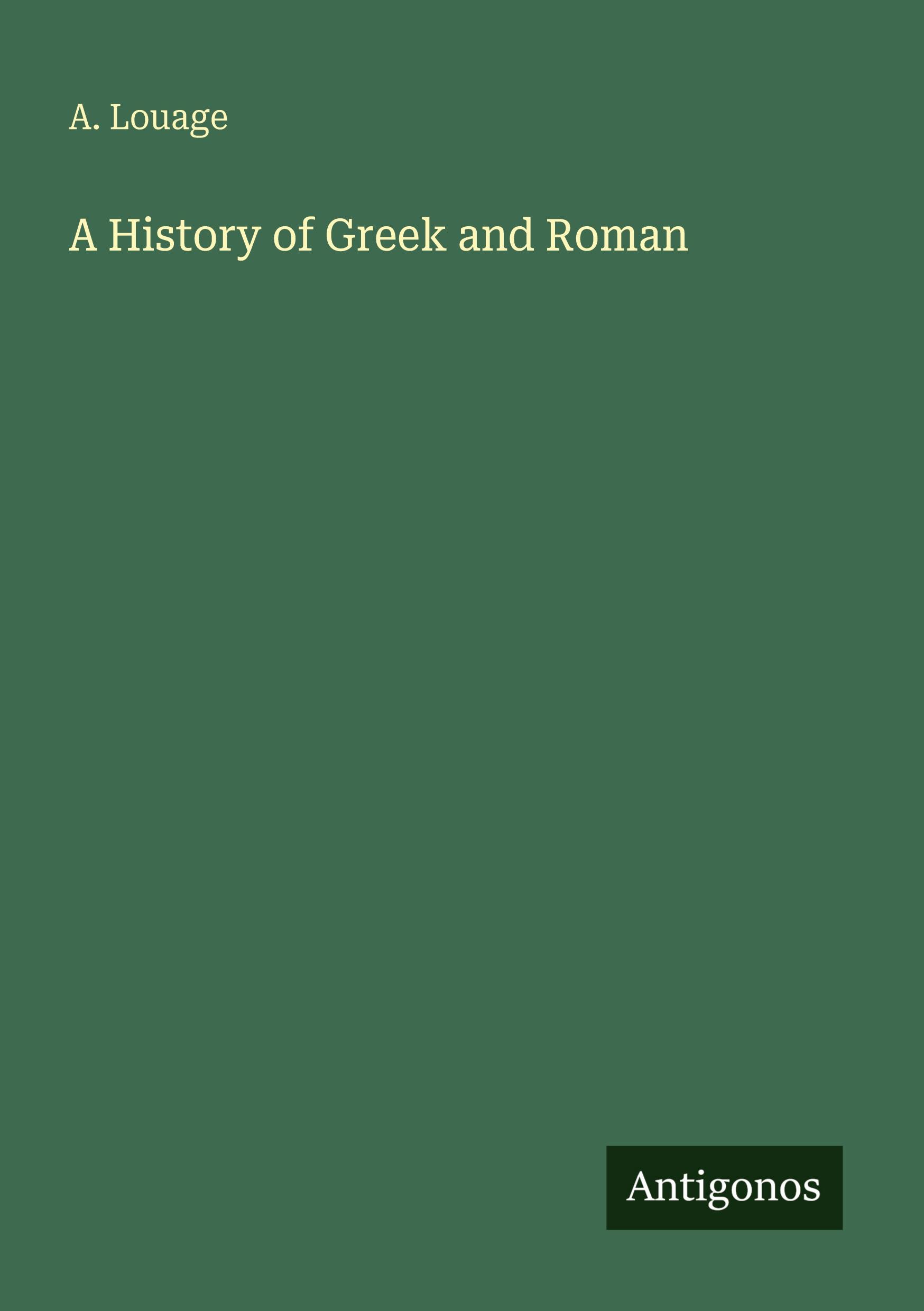 Vorderes Coverbild A History of Greek and Roman