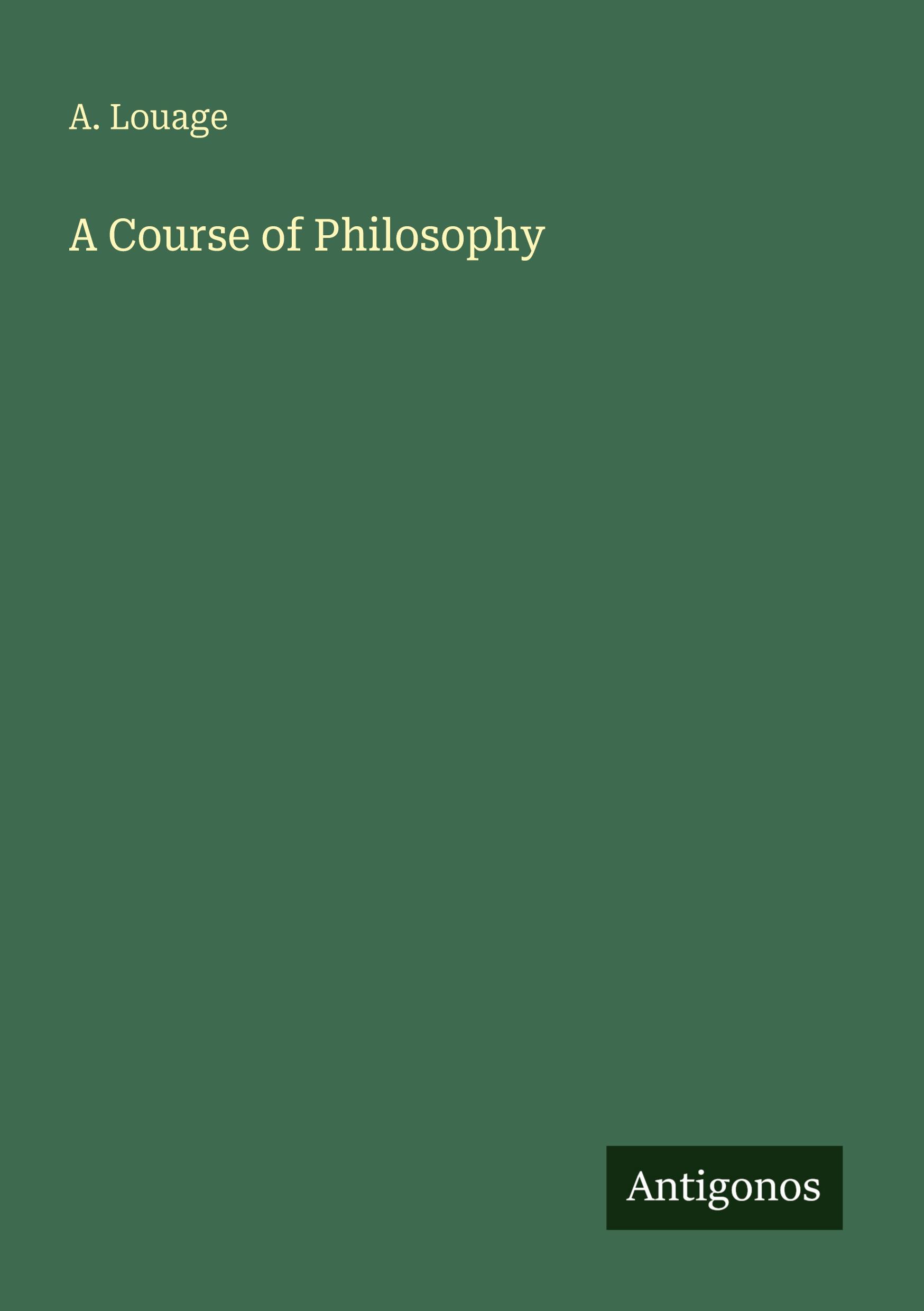 Vorderes Coverbild A Course of Philosophy