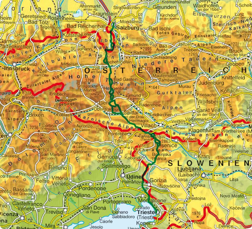 Beispielinhalt (Bild) Alpenüberquerung Salzburg - Triest