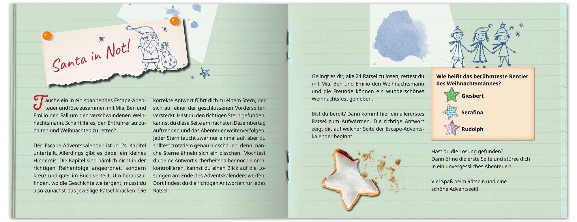 Beispielinhalt (Bild) Der mysteriöse Weihnachtsdieb - Ein Escape-Adventskalender für Kids