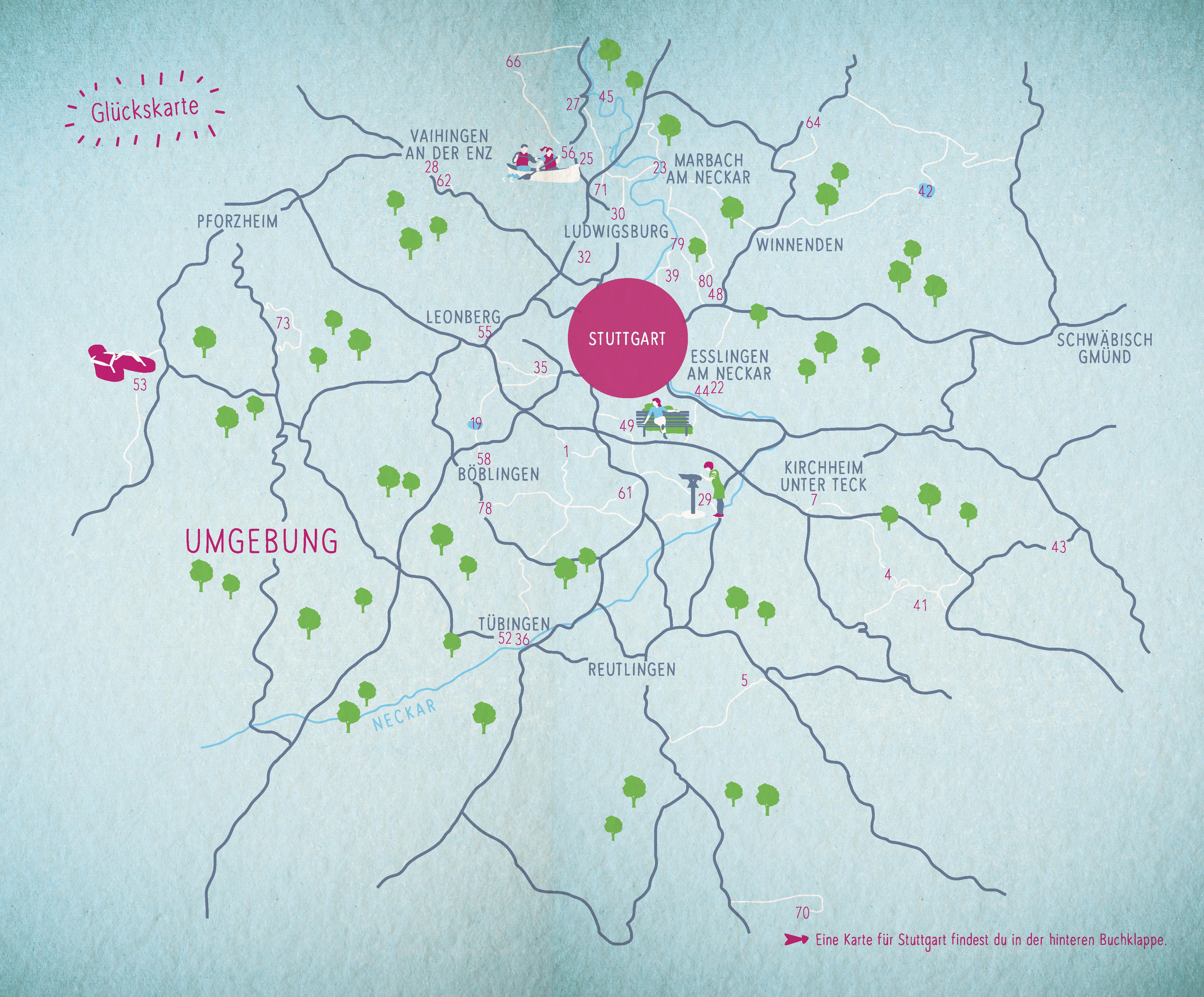 Beispielinhalt (Bild) Blaue Glücksorte in und um Stuttgart