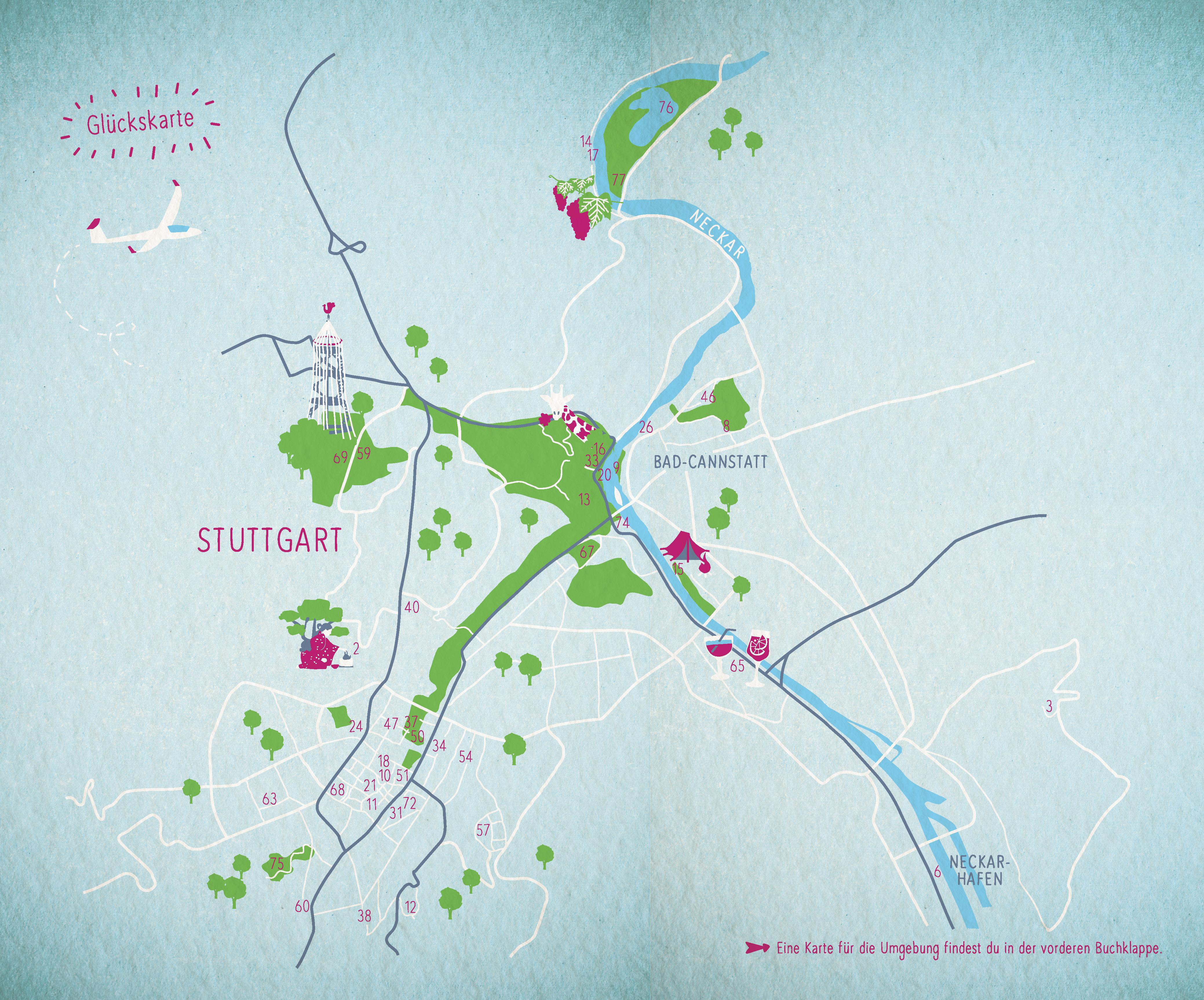 Beispielinhalt (Bild) Blaue Glücksorte in und um Stuttgart