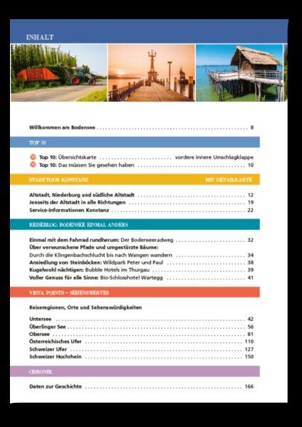 Beispielinhalt (Bild) Reiseführer Bodensee. Regioführer inklusive Ebook. Ausflugsziele, Sehenswürdigkeiten, Restaurants & Hotels uvm.
