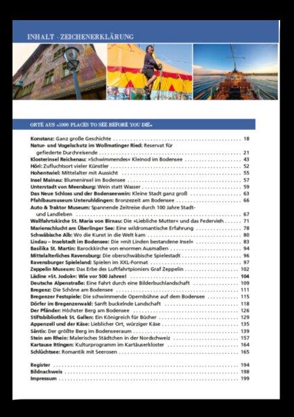 Beispielinhalt (Bild) Reiseführer Bodensee. Regioführer inklusive Ebook. Ausflugsziele, Sehenswürdigkeiten, Restaurants & Hotels uvm.