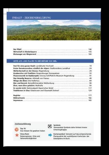 Beispielinhalt (Bild) Reiseführer Bayerischer Wald. Regioführer inklusive Ebook. Ausflugsziele, Sehenswürdigkeiten, Restaurants & Hotels uvm.