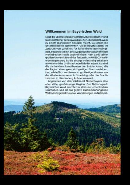 Beispielinhalt (Bild) Reiseführer Bayerischer Wald. Regioführer inklusive Ebook. Ausflugsziele, Sehenswürdigkeiten, Restaurants & Hotels uvm.