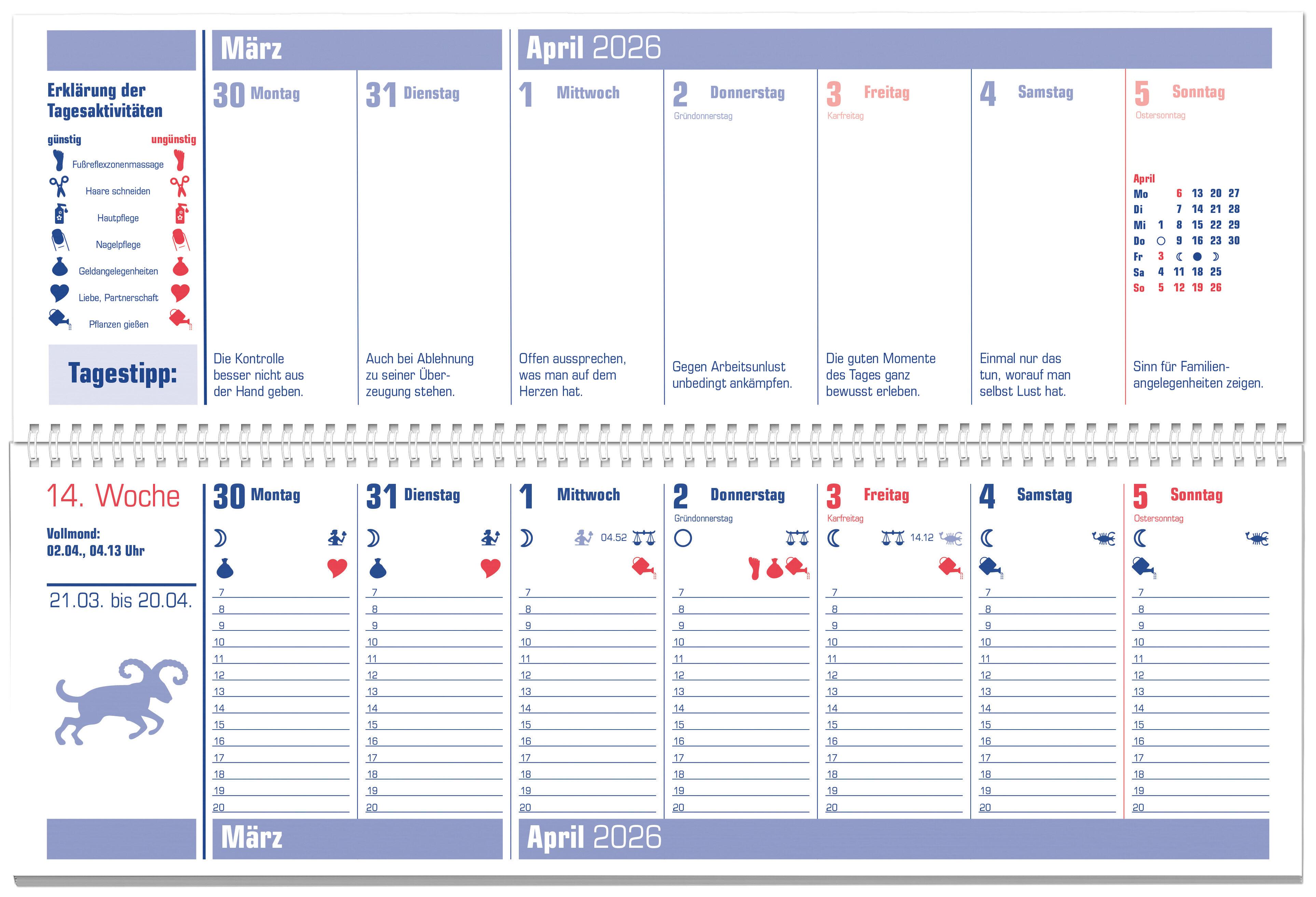 Beispielinhalt (Bild) Mondplaner 2026