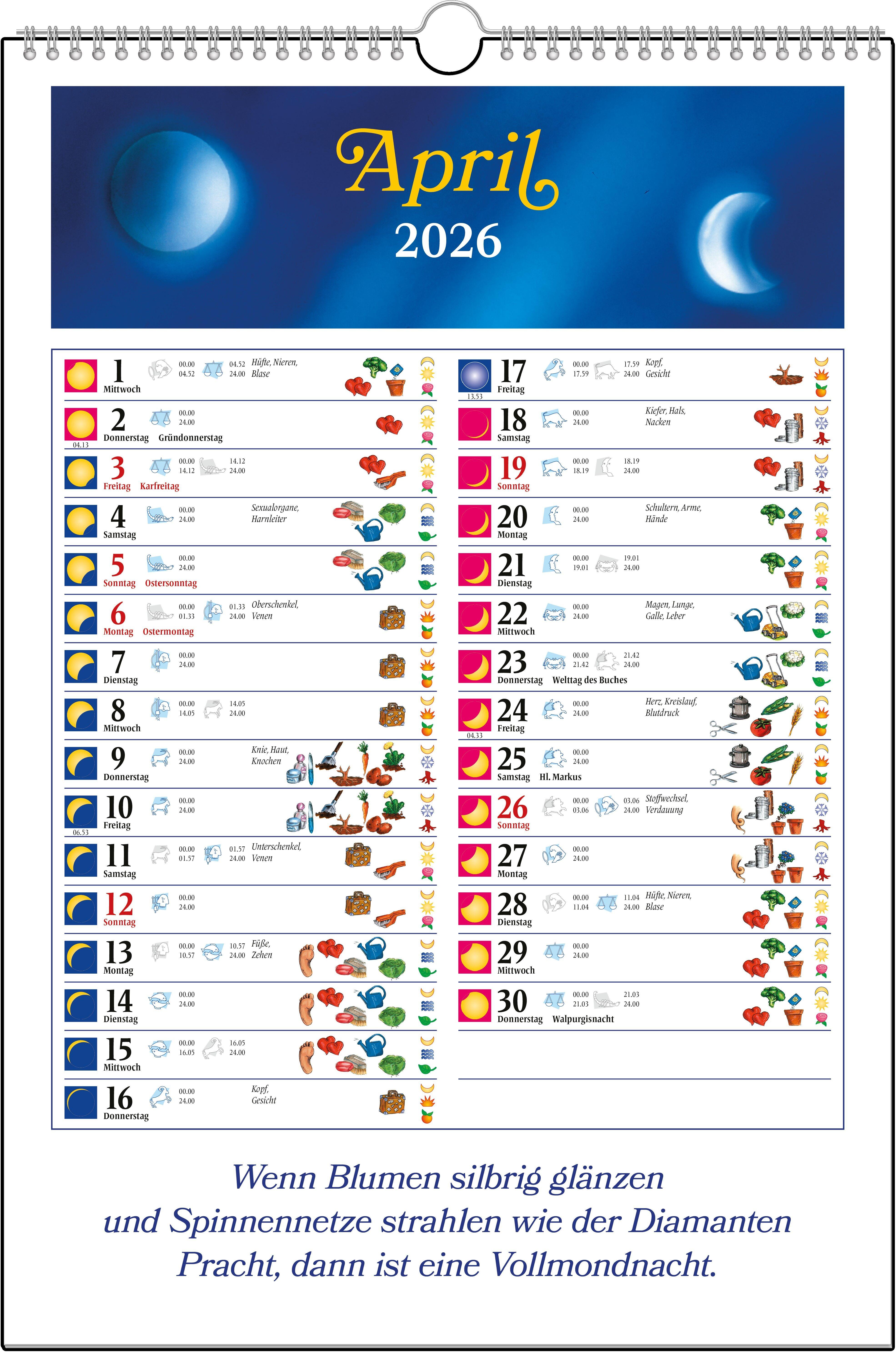 Beispielinhalt (Bild) Mondleben 2026