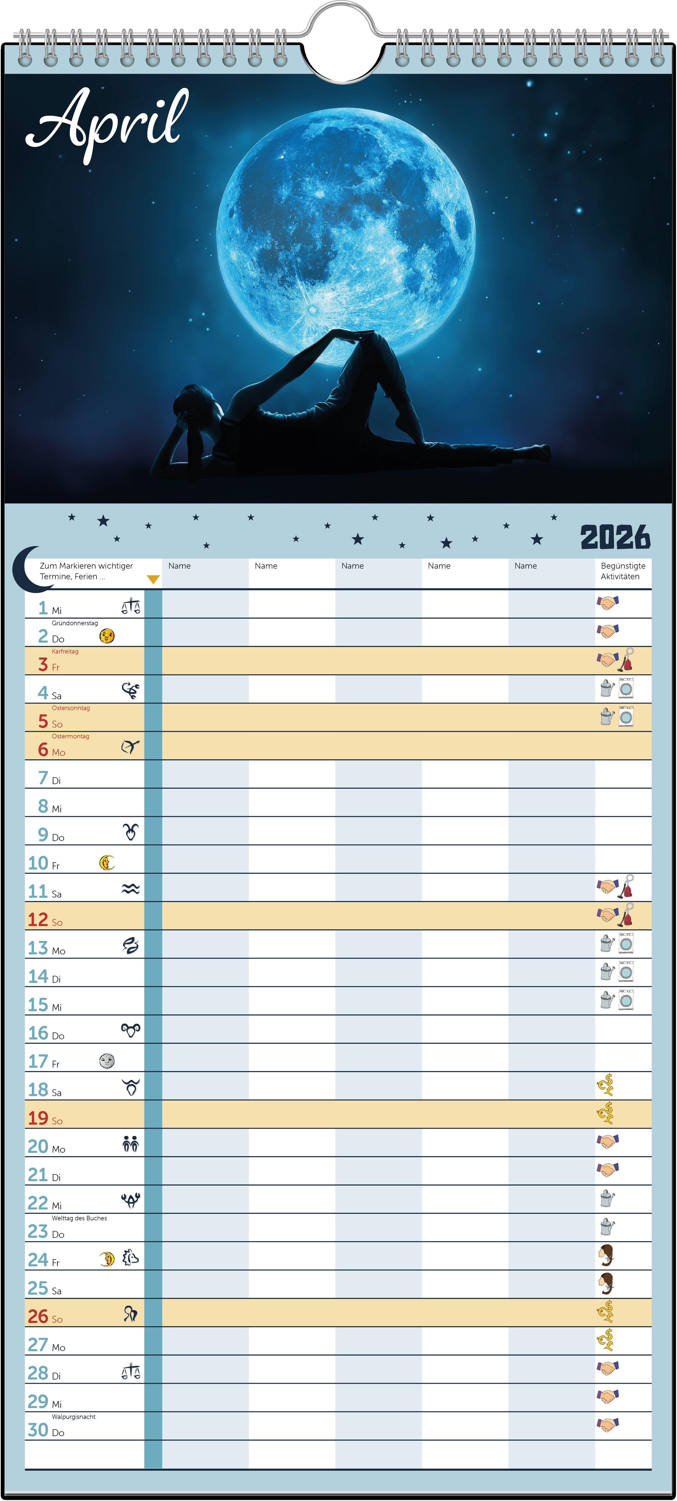Beispielinhalt (Bild) Mond-Familienplaner 2026
