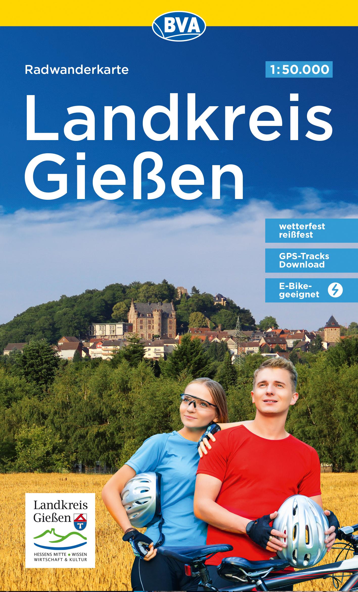 Vorderes Coverbild BVA Radwanderkarte Landkreis Gießen 1:50.000, reiß- und wetterfest, GPS-Tracks Download, E-Bike geeignet