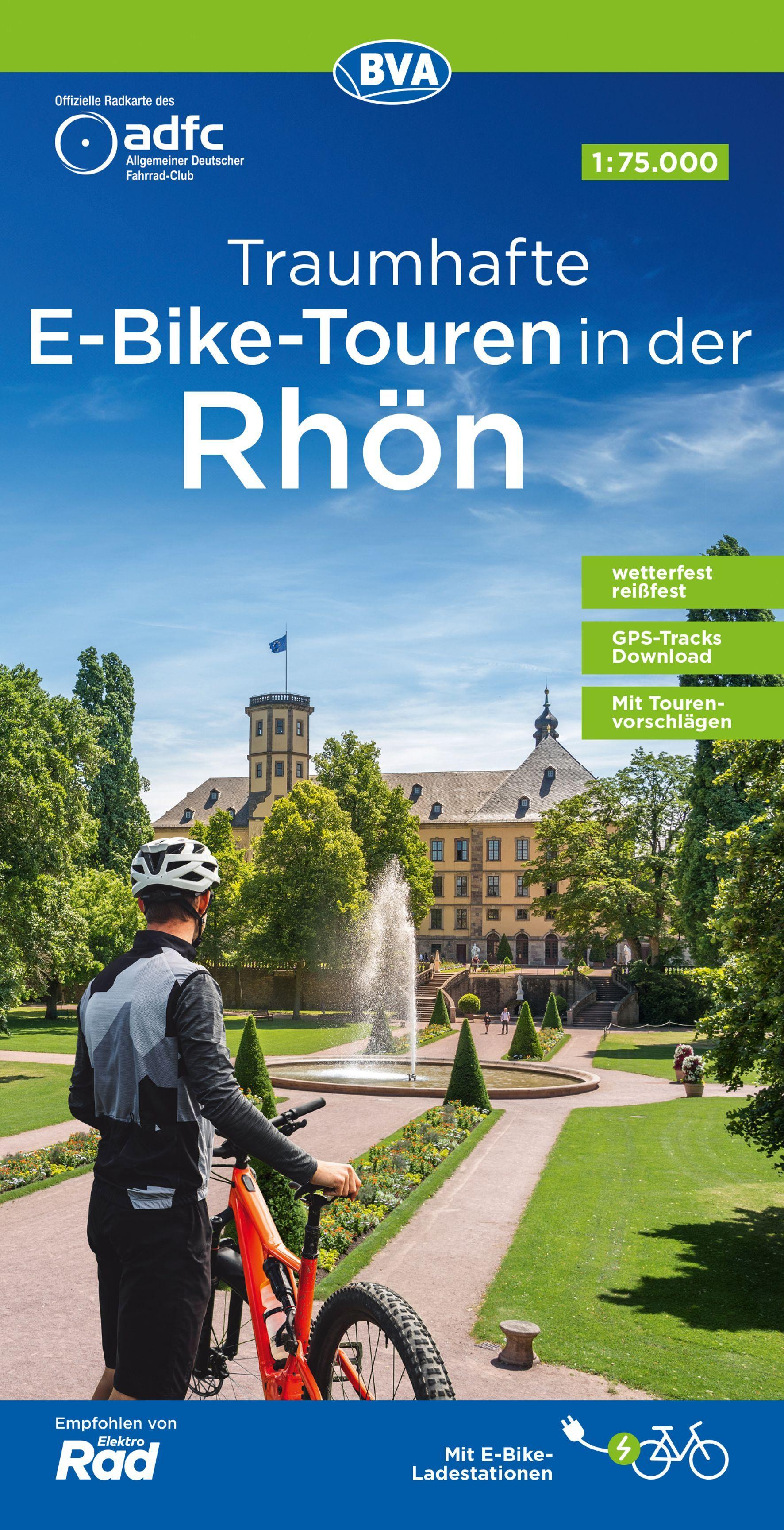 Vorderes Coverbild BVA ADFC Regionalkarte Traumhafte E-Bike-Touren in der Rhön 1:75.000